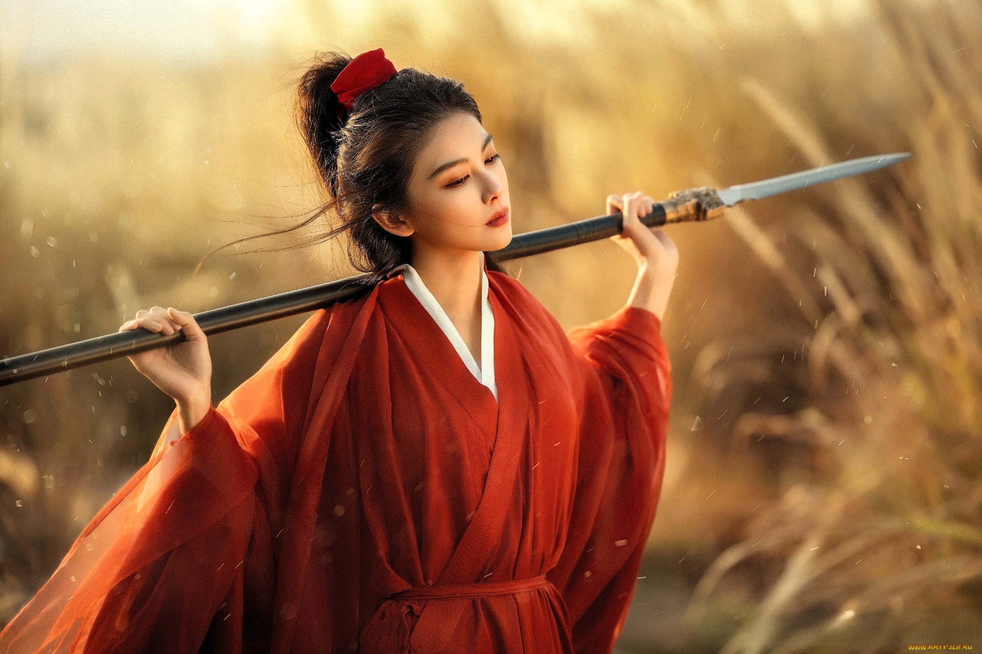 guardians, of, the, dafeng, кино, фильмы, девушка, наряд, копье, трава