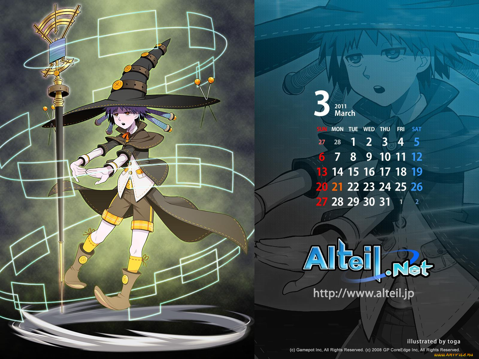 календари, аниме