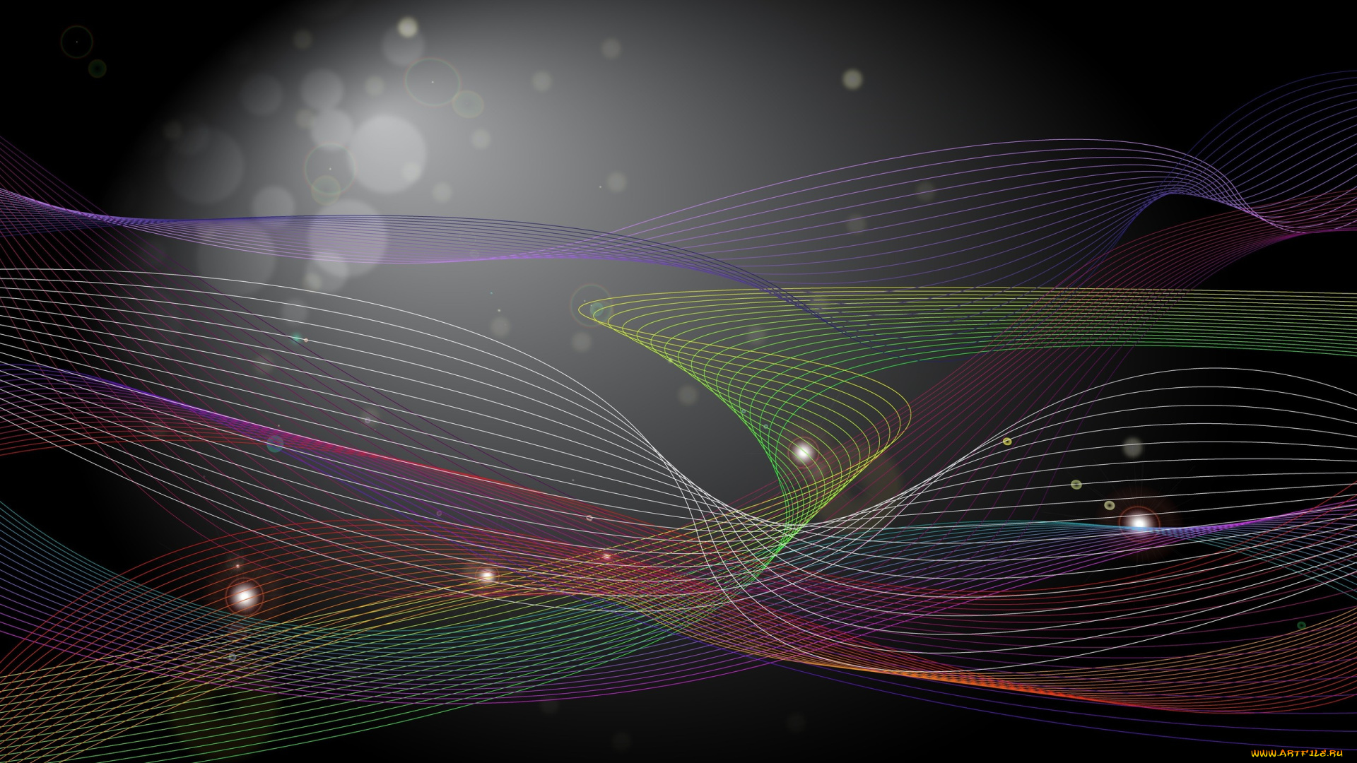 3д, графика, abstract, абстракции, линии, волны, цвета, краски, блики, круги