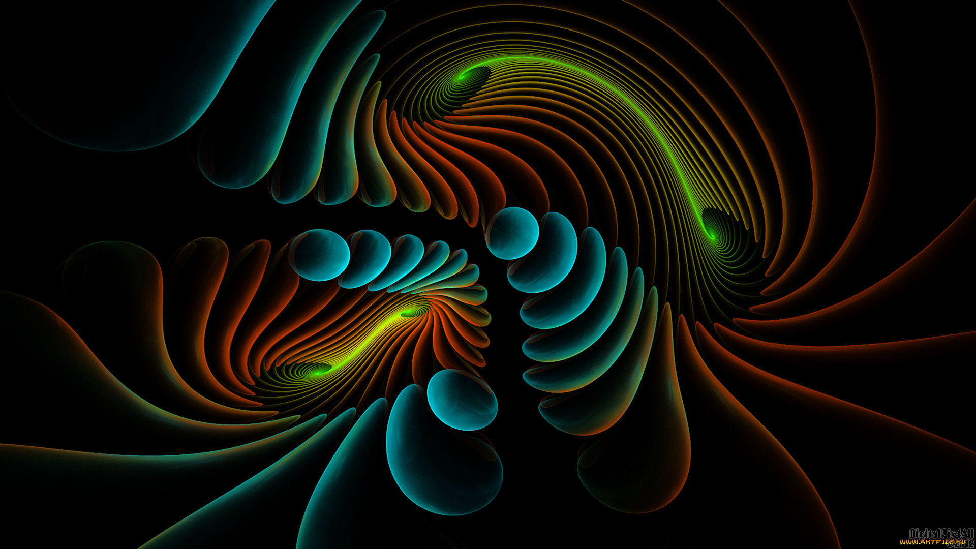 3д, графика, fractal, фракталы, фон, узор