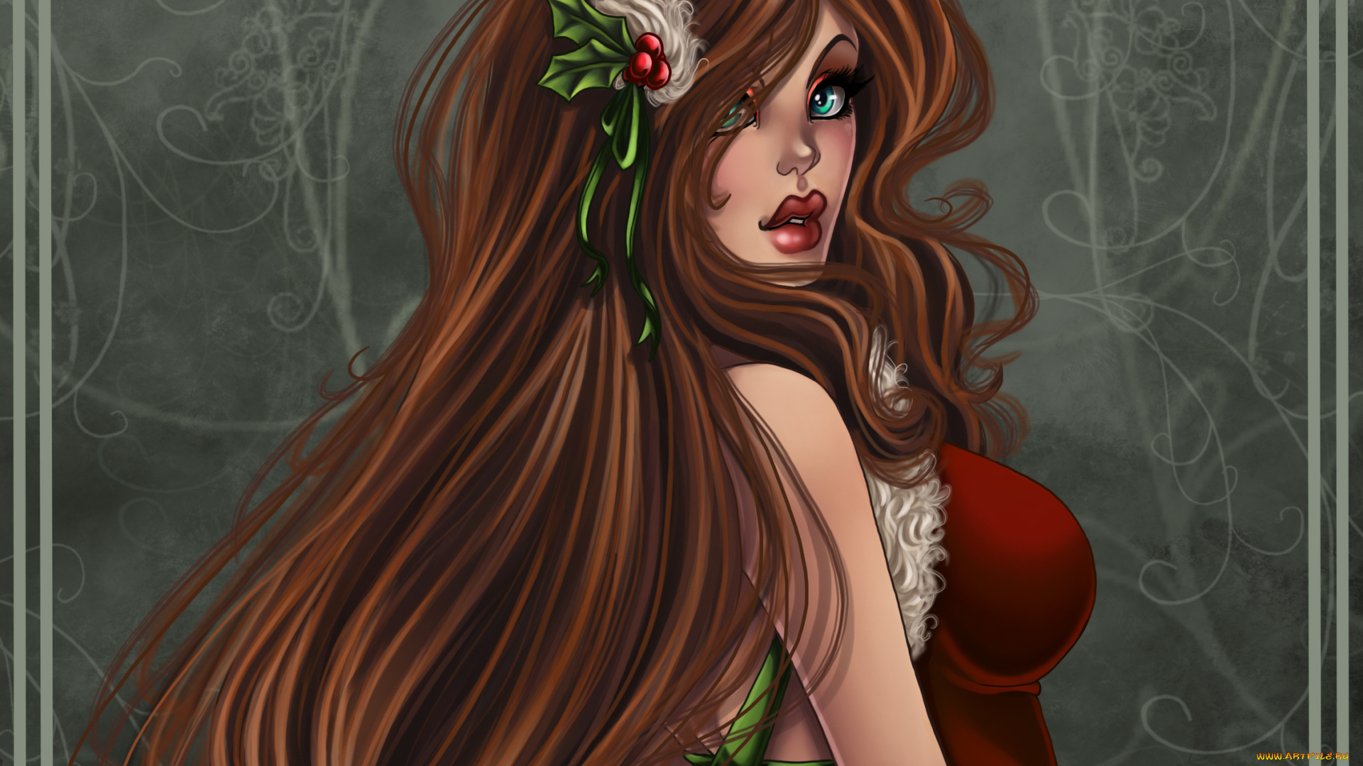 фэнтези, девушки, amberly, berendson, harpyqueen, волосы, взгляд, глаза, губы, платье