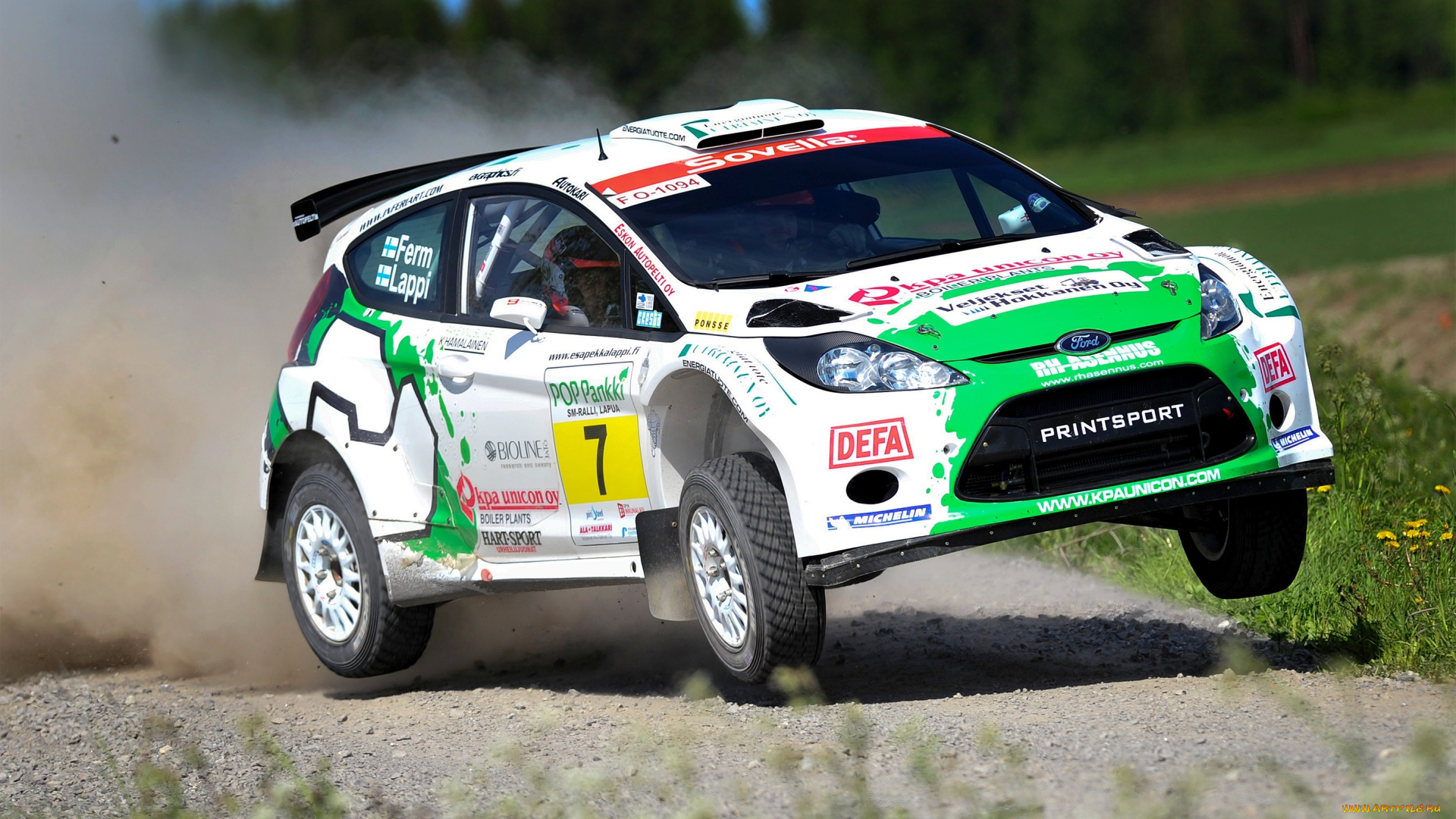 спорт, авторалли, ford, fiesta, rally, машина, летит, скорость, белый, пыль