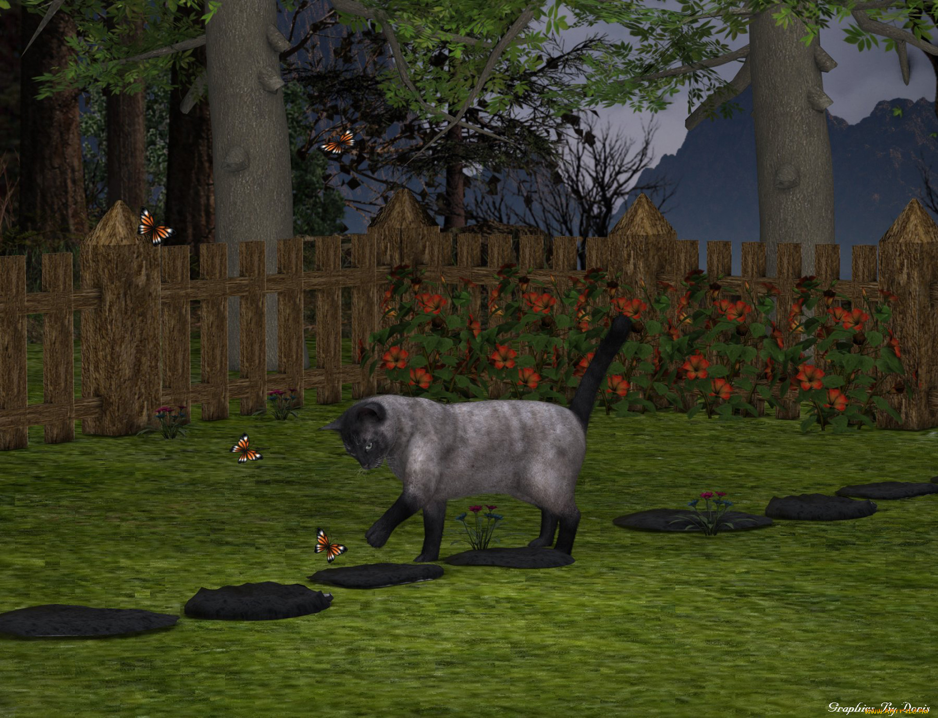 3д, графика, animals, животные, кот