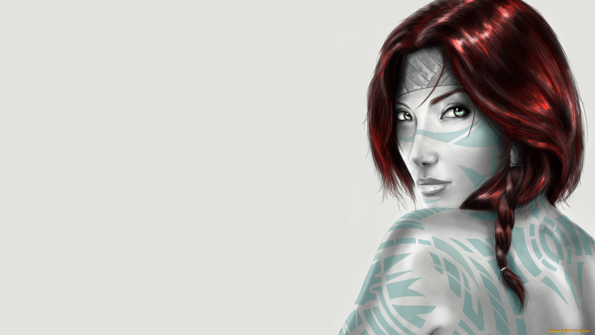 девушка, рисованные, люди, косичка