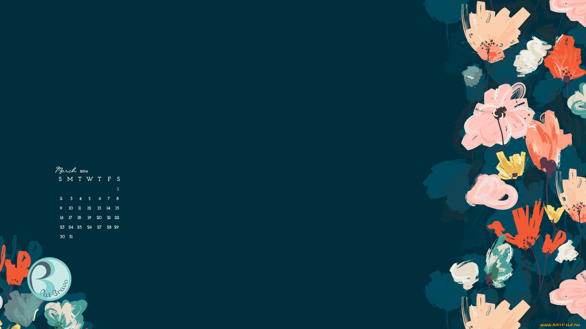 календари, рисованные, , векторная, графика, цветы