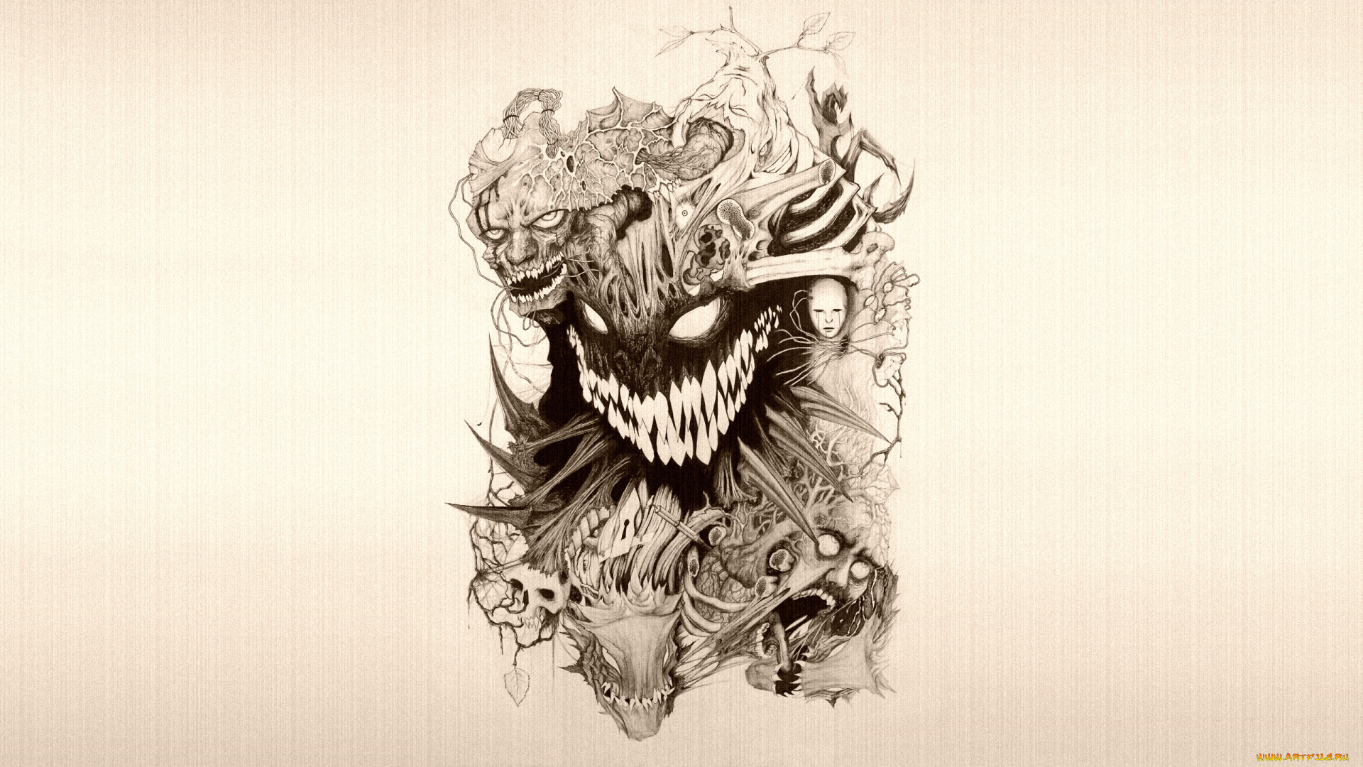 рисованные, минимализм, чёрт, ужас, демон, смерть