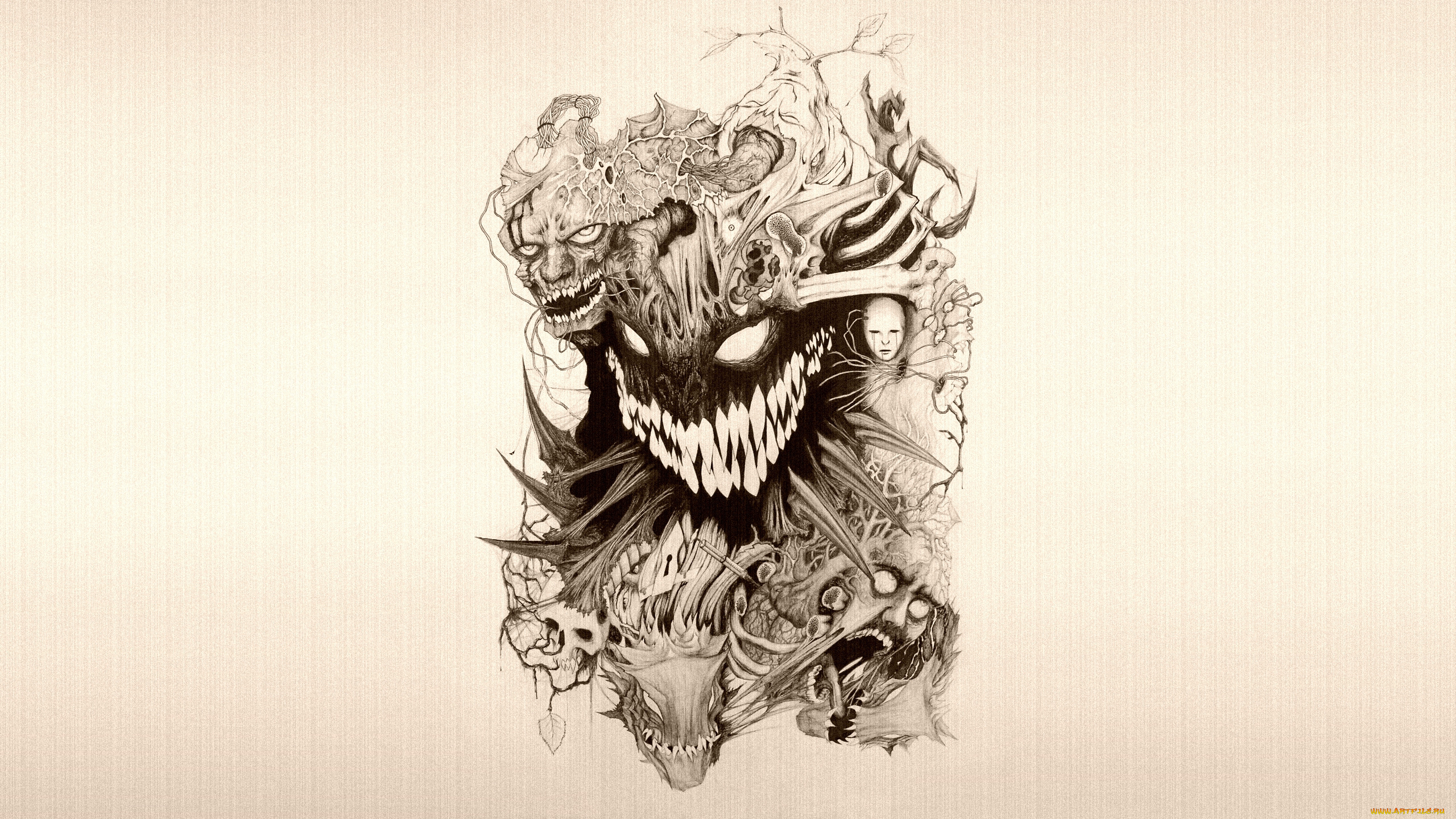 рисованные, минимализм, чёрт, ужас, демон, смерть