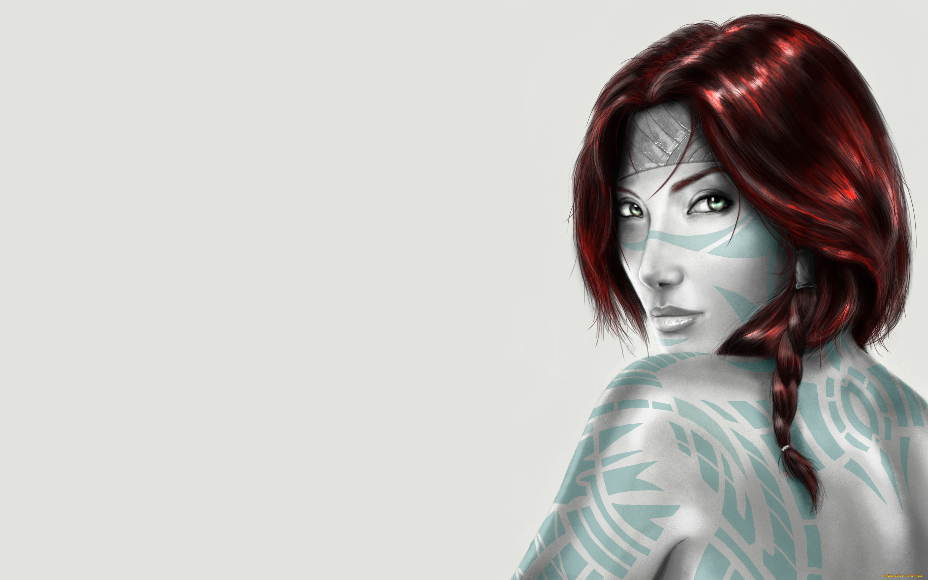 девушка, рисованные, люди, косичка