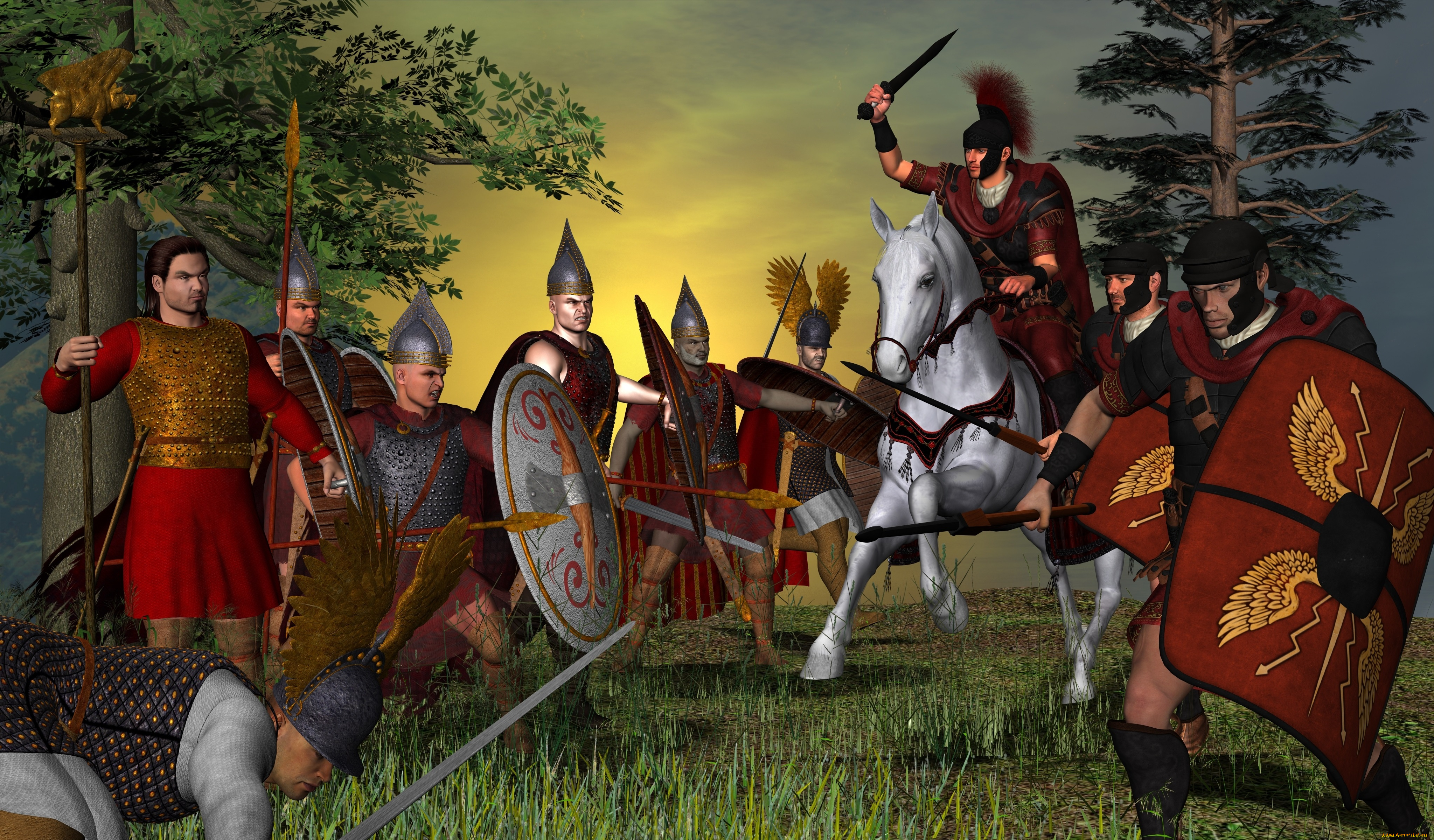 3д, графика, fantasy, , фантазия, воины