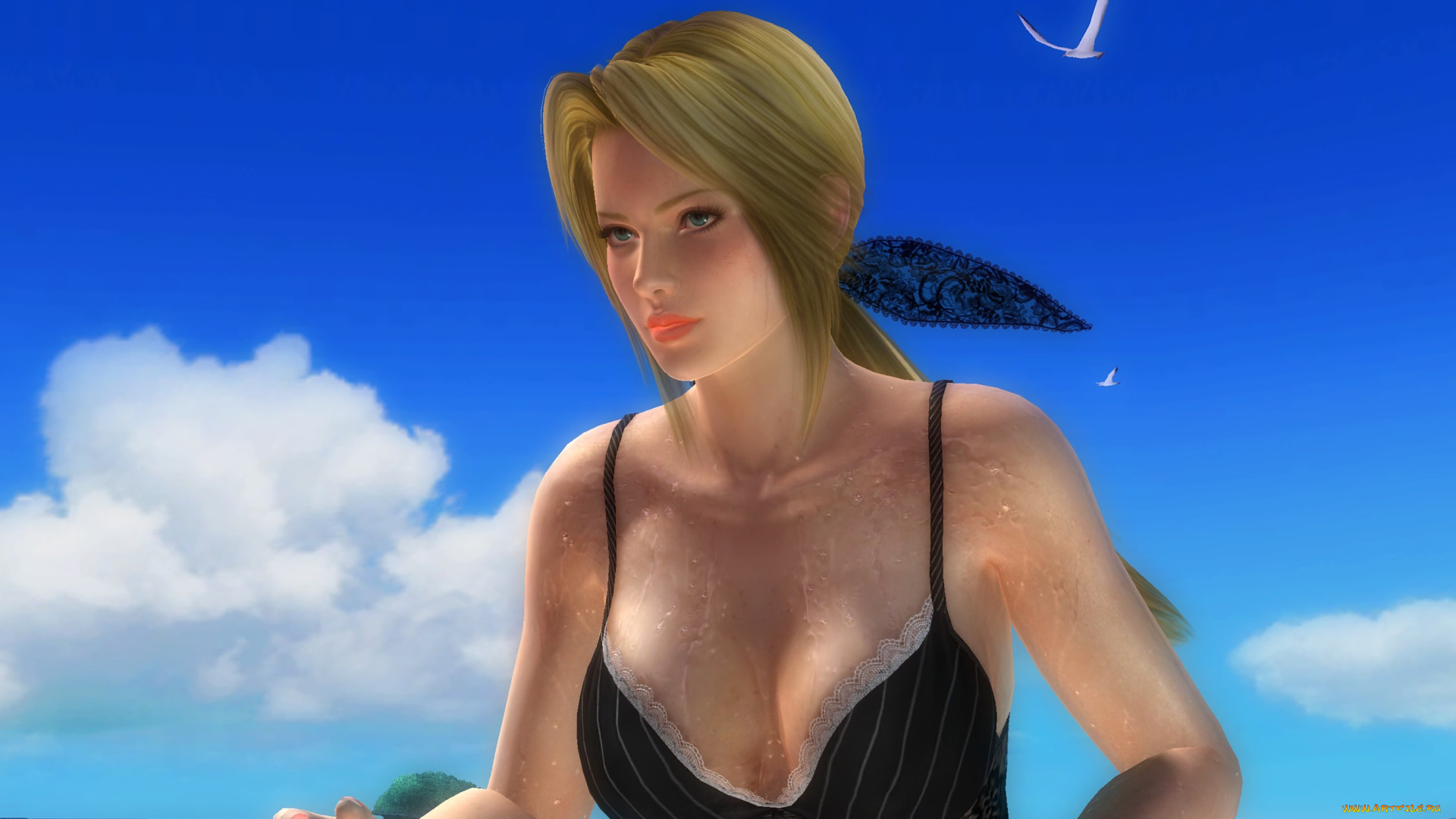 3д, графика, аниме, , anime, фон, взгляд, девушка