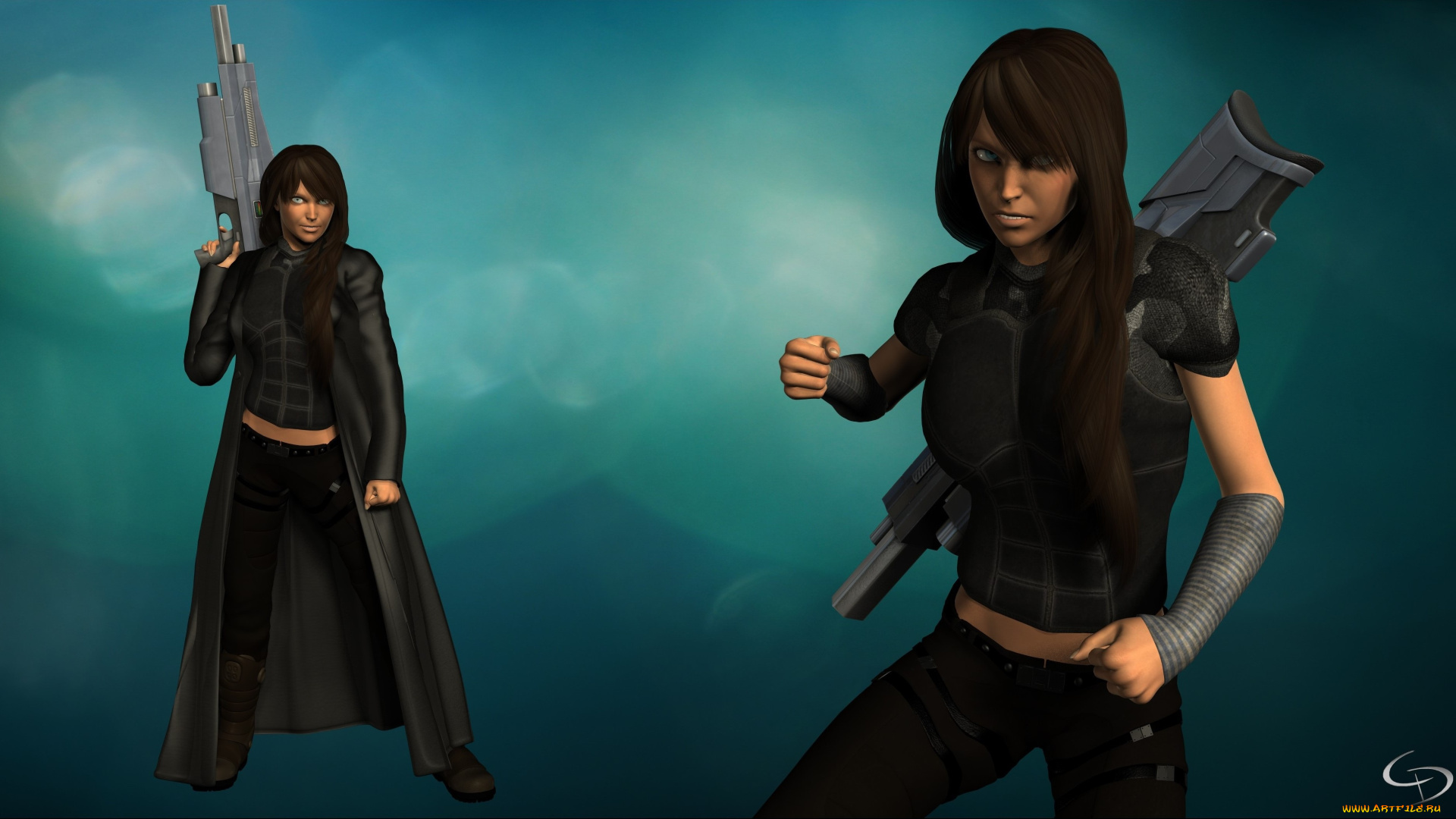 3д, графика, фантазия, , fantasy, фон, взгляд, девушки, оружие