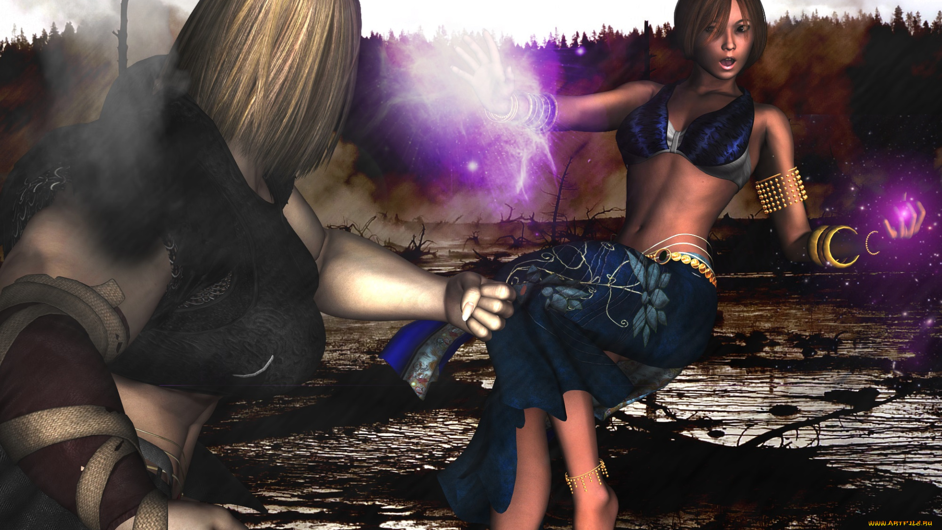 3д, графика, фантазия, , fantasy, магия, фон, взгляд, девушки