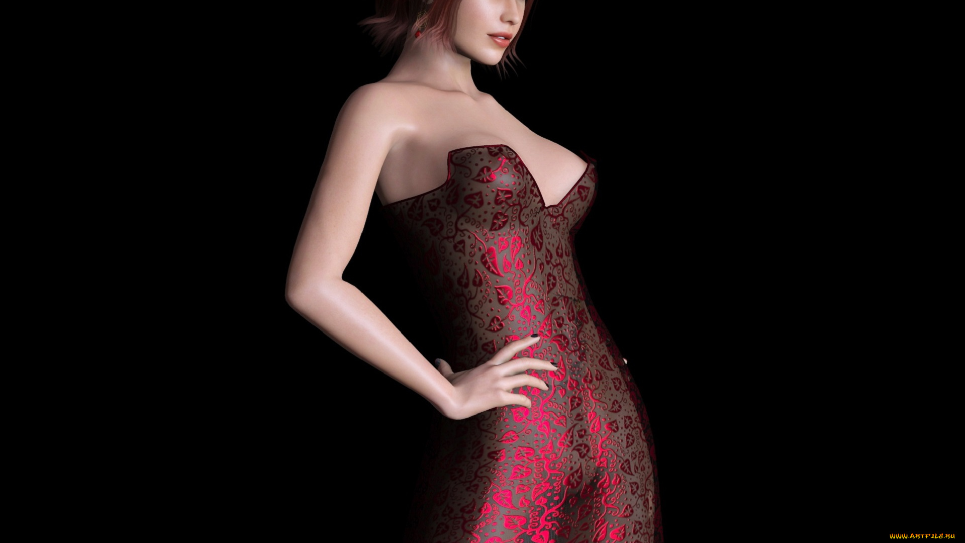 3д, графика, люди, , people, рыжая, девушка, взгляд, фон