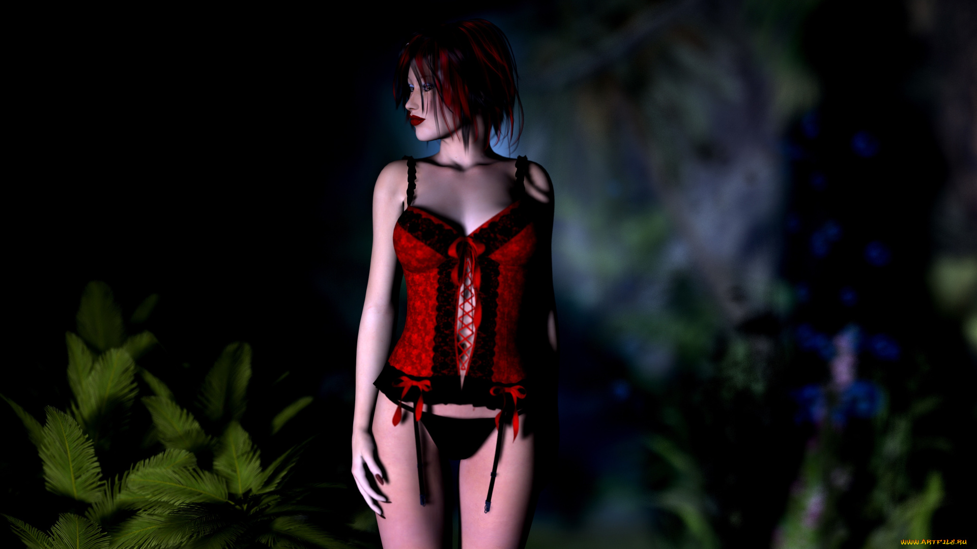 3д, графика, люди, , people, рыжая, фон, взгляд, девушка