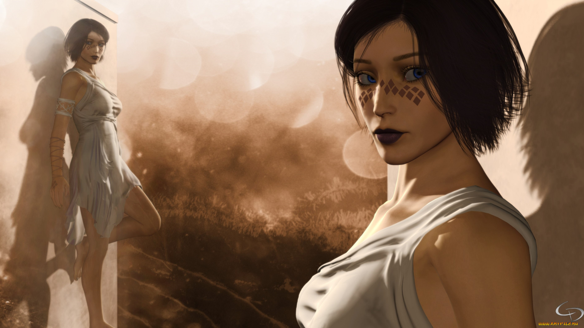 3д, графика, люди, , people, взгляд, девушки, фон