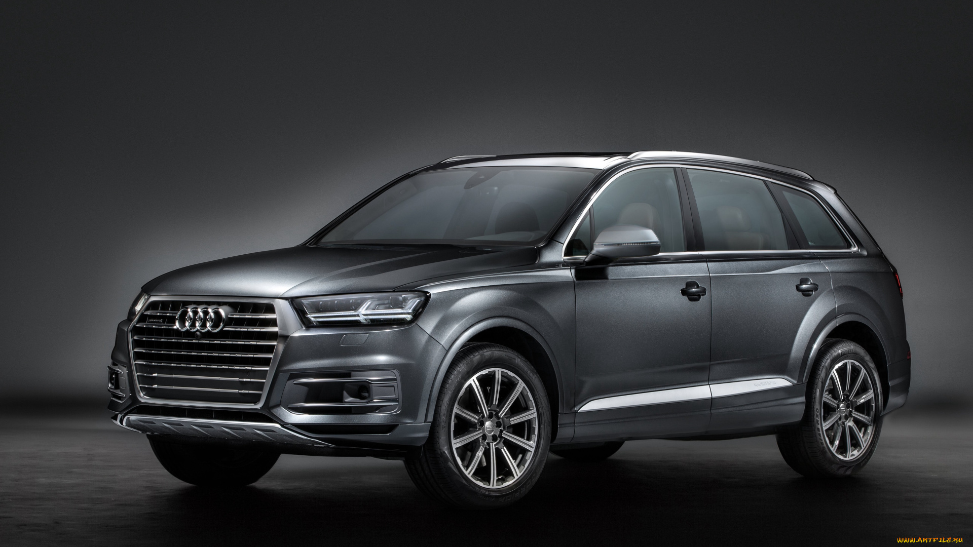 автомобили, audi, quattro, q7, tdi, темный, 2015г