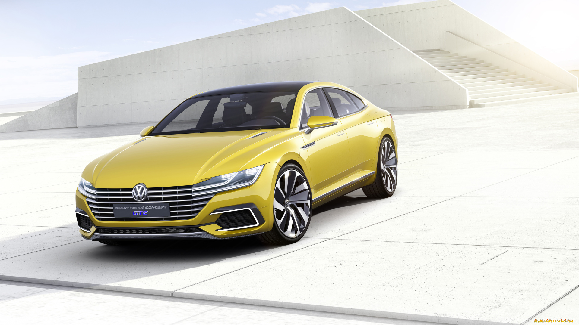 автомобили, volkswagen, 2015г, gte, concept, coupе, sport, желтый