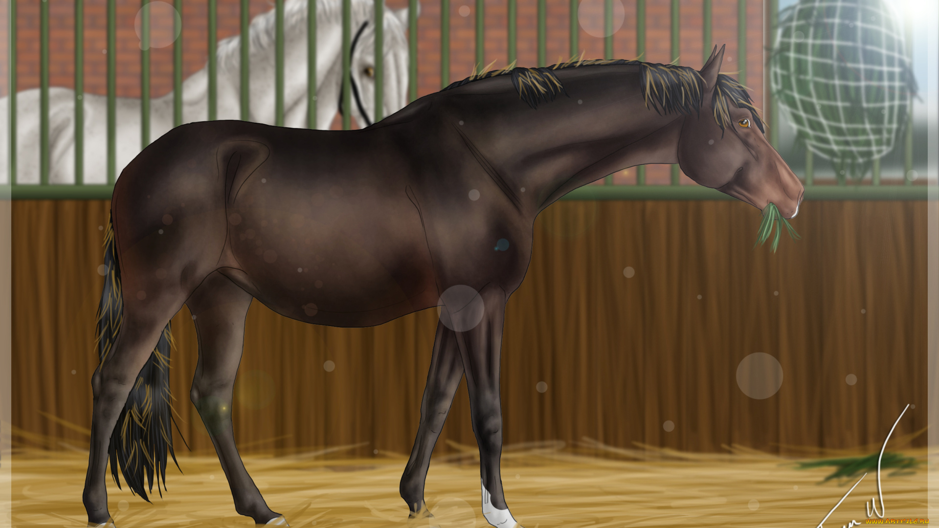 рисованное, животные, , лошади, лошадь, взгляд