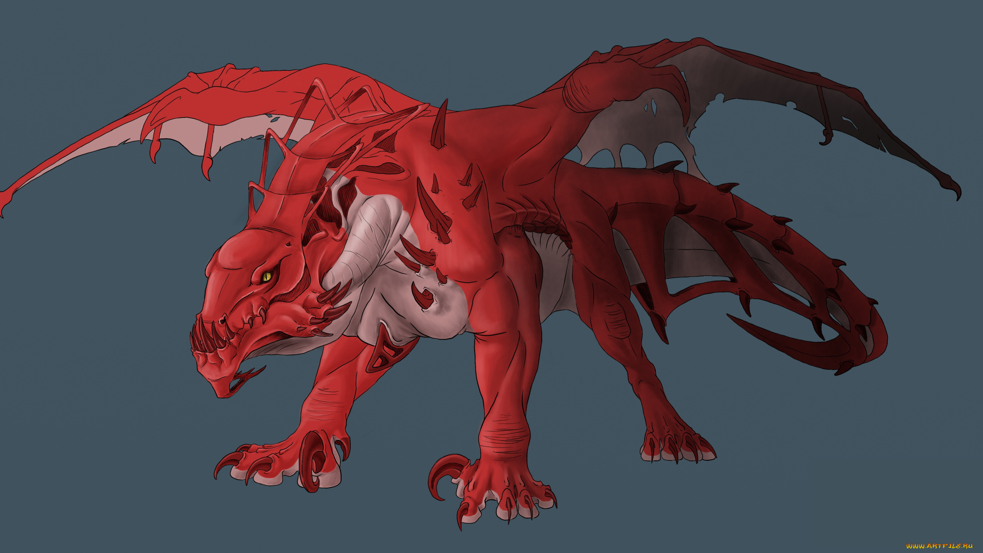 рисованное, животные, , сказочные, , мифические, фон, дракон