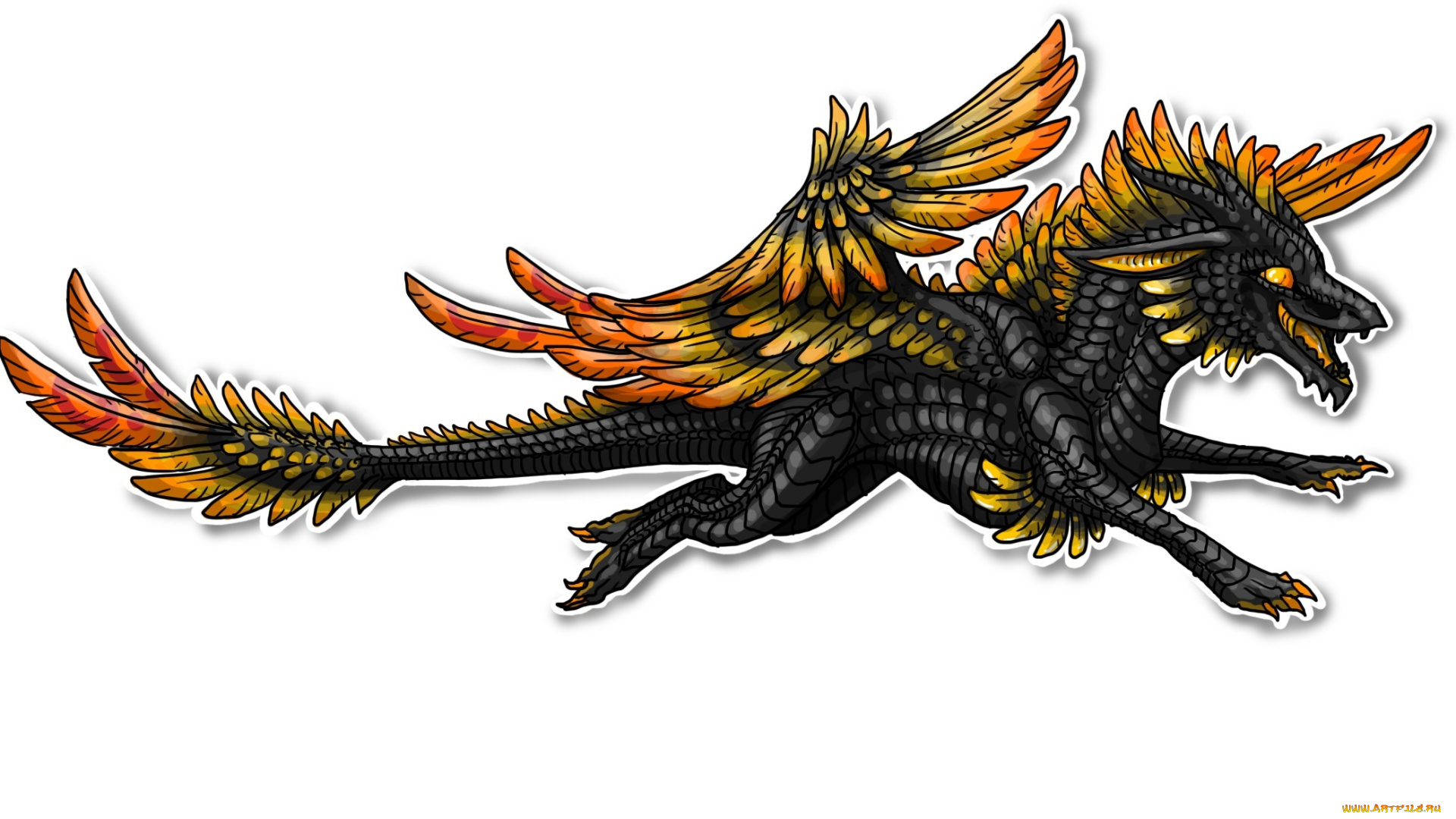 рисованное, животные, , сказочные, , мифические, дракон, фон