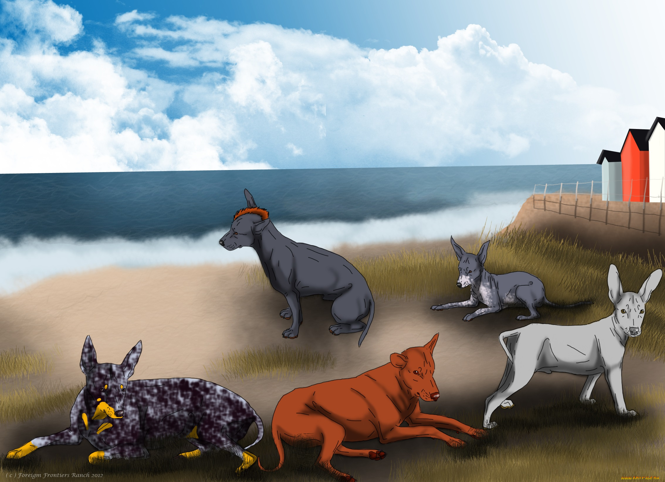 рисованное, животные, , собаки, собаки