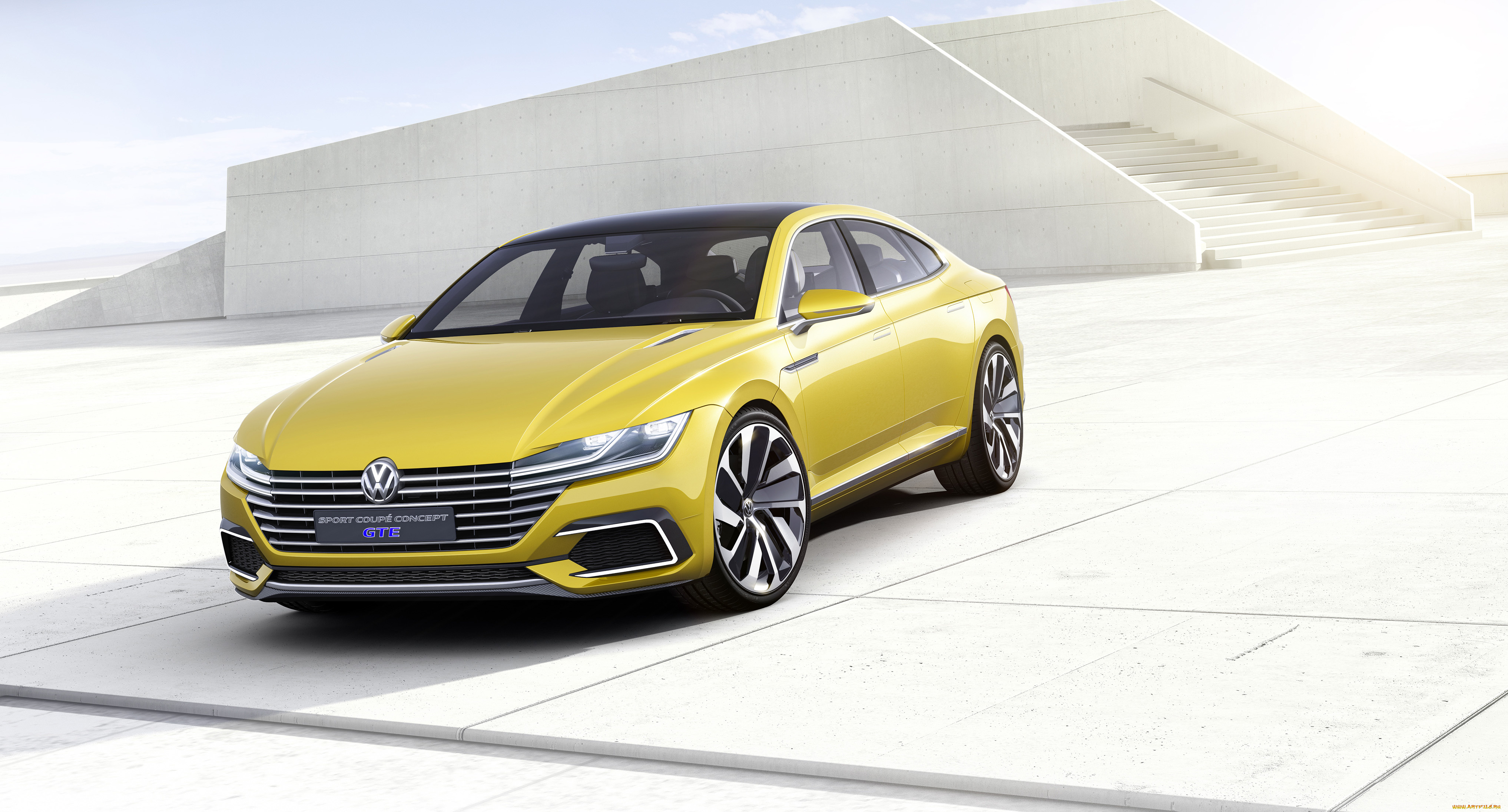 автомобили, volkswagen, 2015г, gte, concept, coupе, sport, желтый
