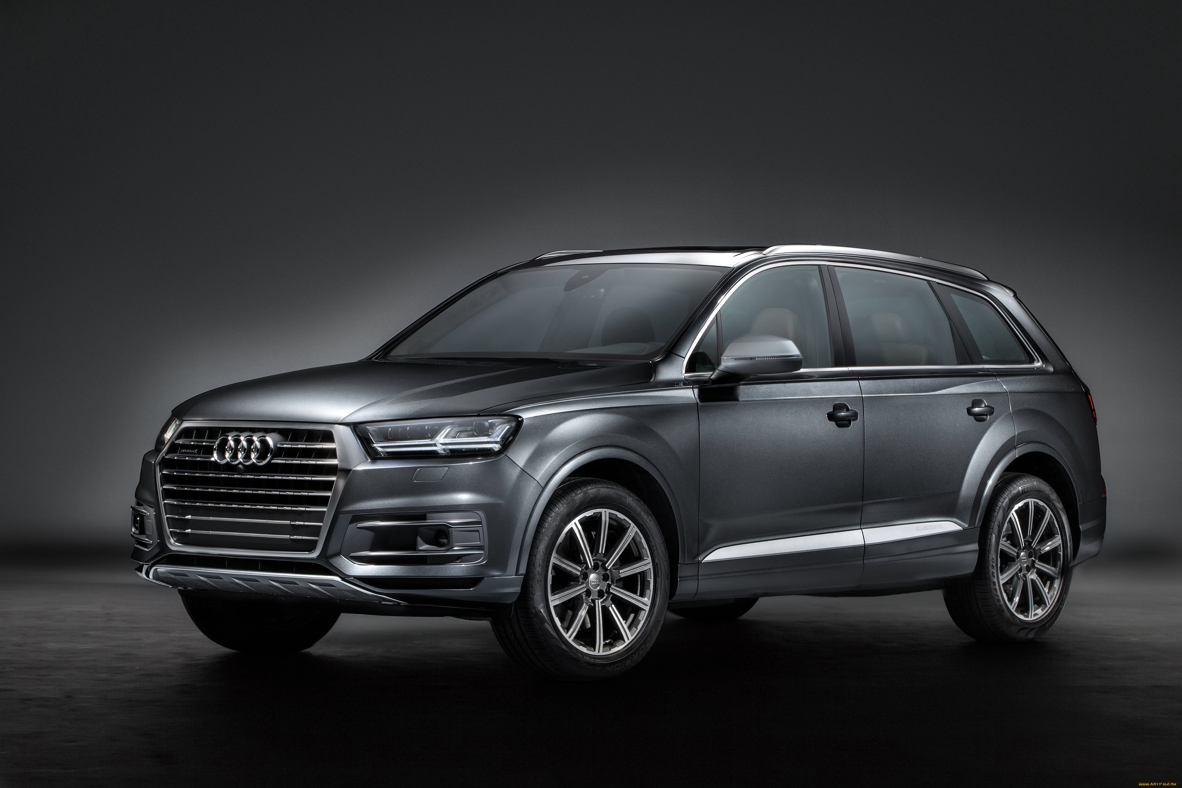 автомобили, audi, quattro, q7, tdi, темный, 2015г