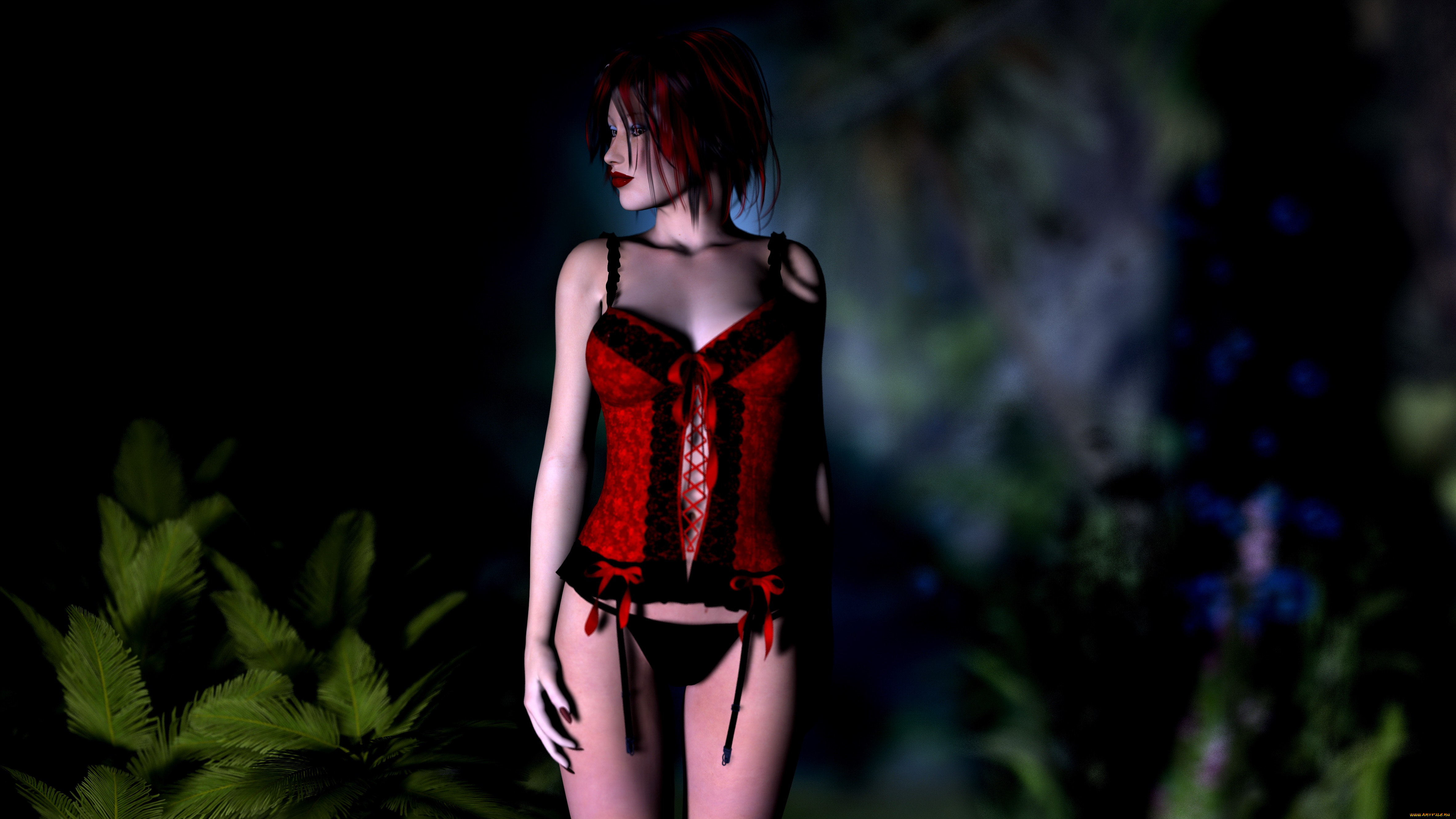 3д, графика, люди, , people, рыжая, фон, взгляд, девушка