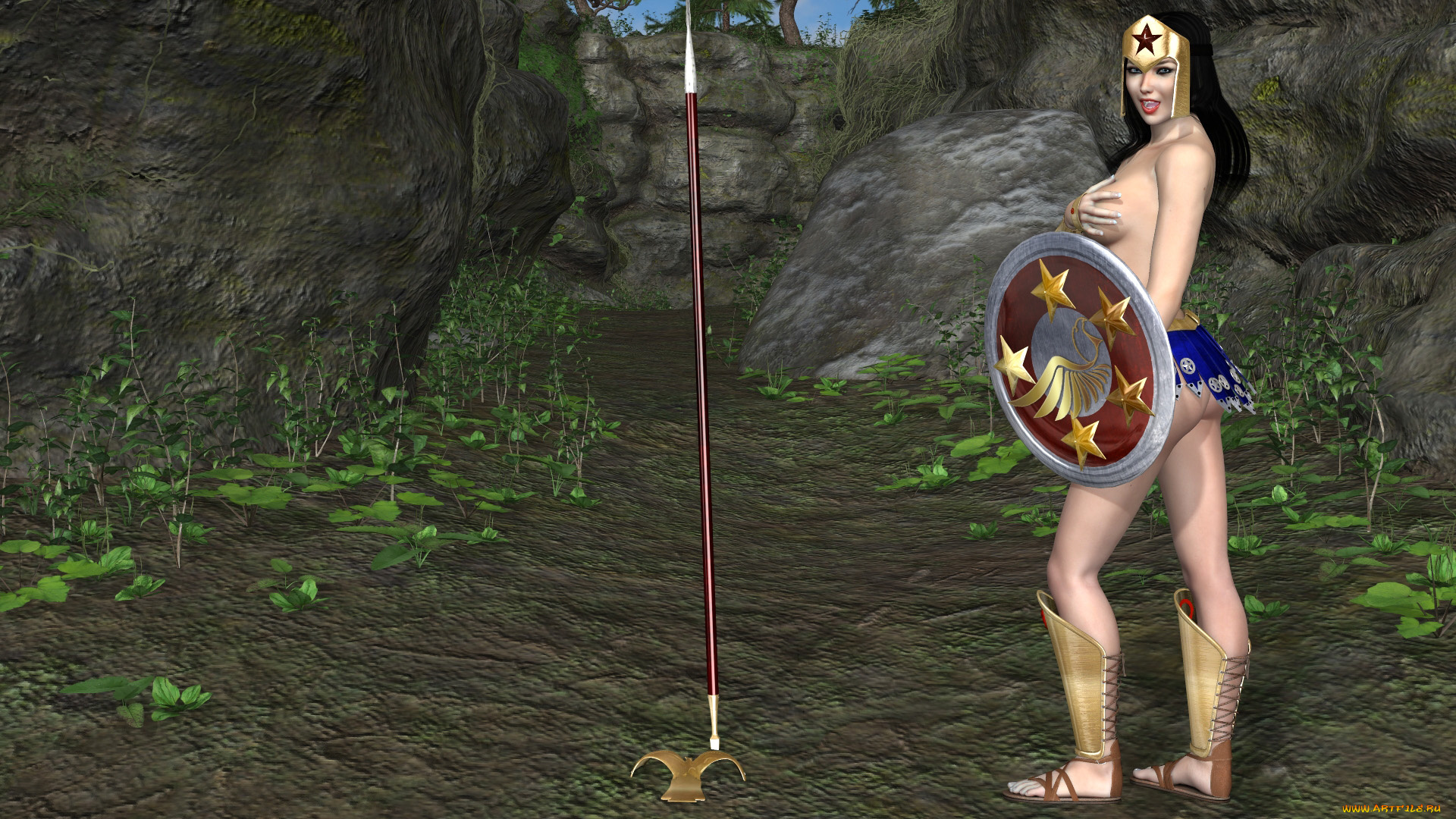 3д, графика, амазонки, , amazon, оружие, фон, взгляд, девушка