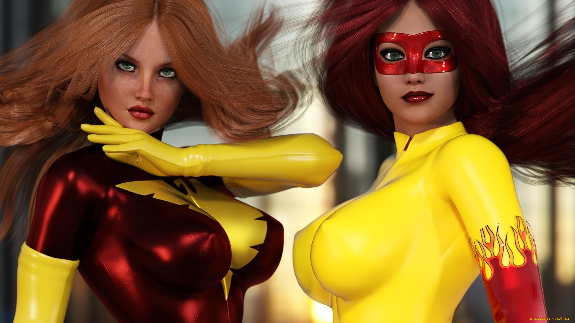 3д, графика, люди, , people, девушки, взгляд, фон