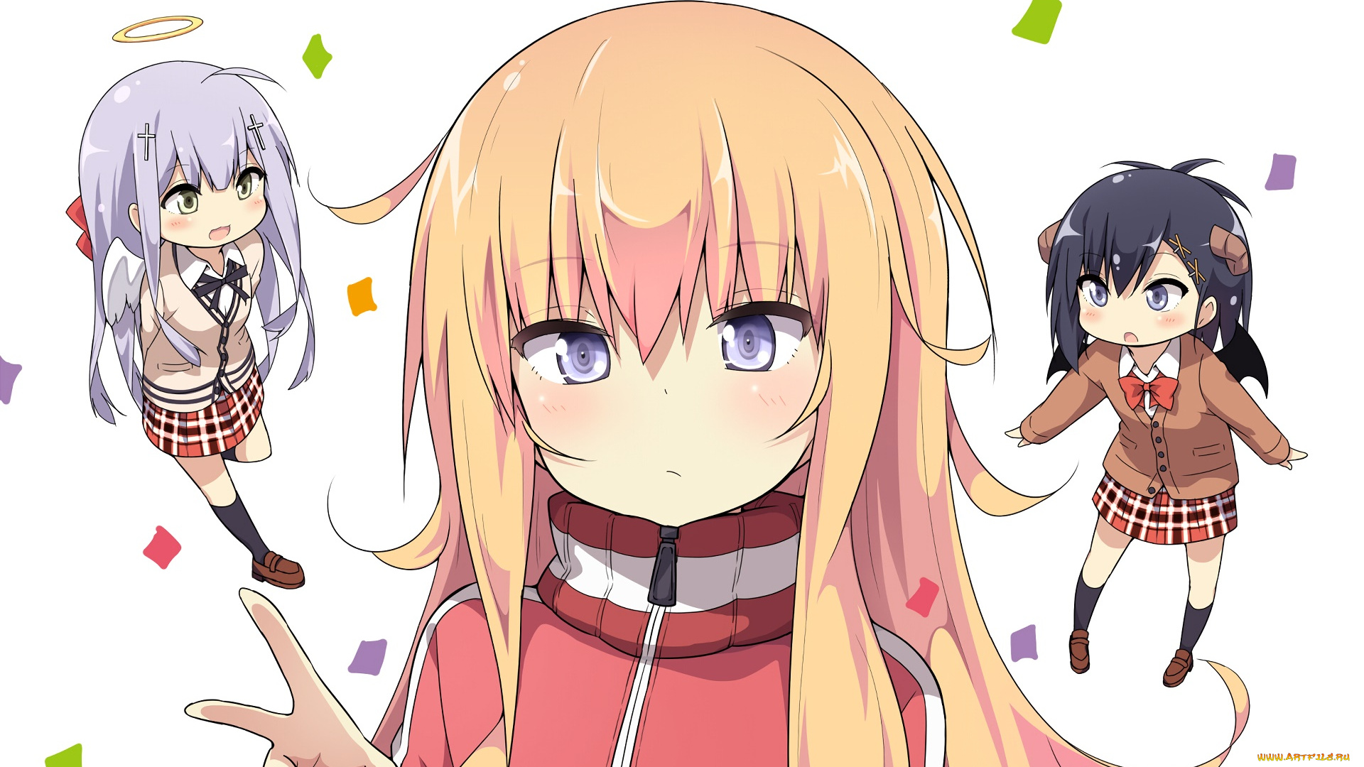 аниме, gabriel, dropout, взгляд, девушка, фон