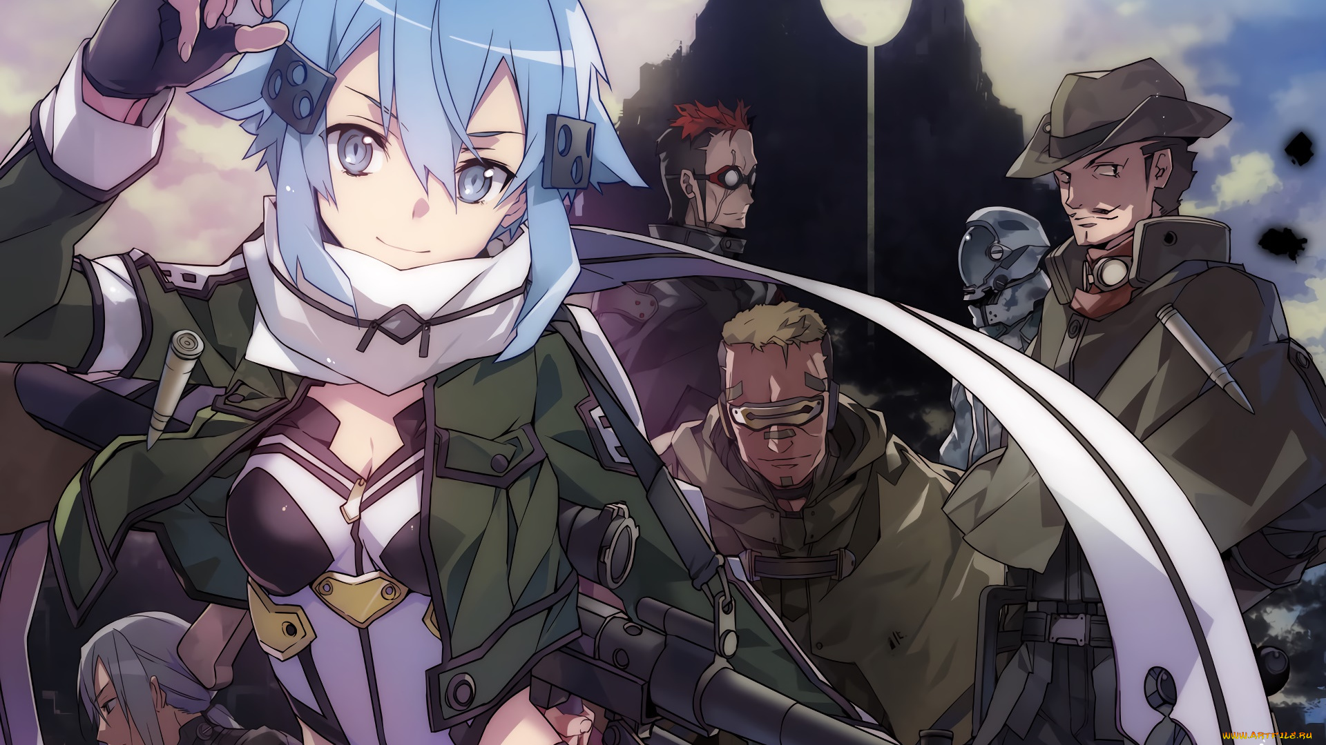 аниме, sword, art, online, фон, девушка, взгляд