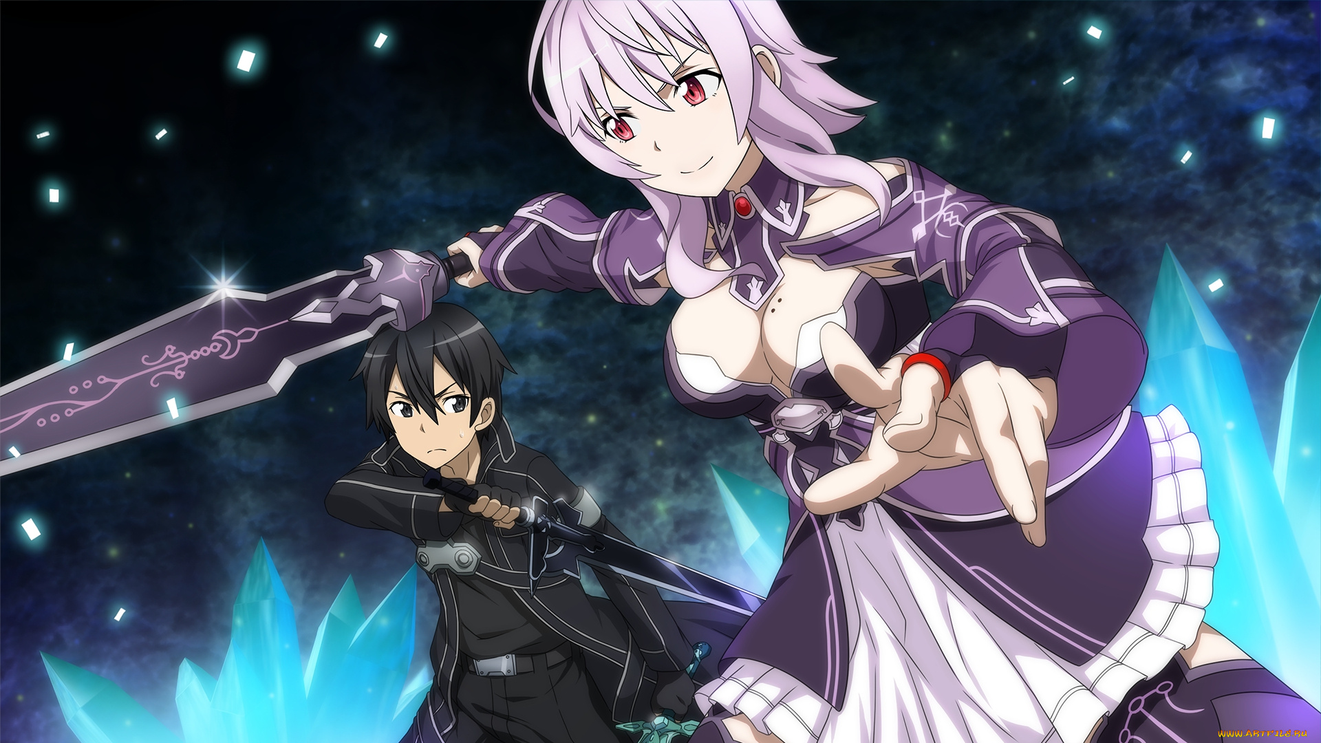 аниме, sword, art, online, фон, девушка, взгляд