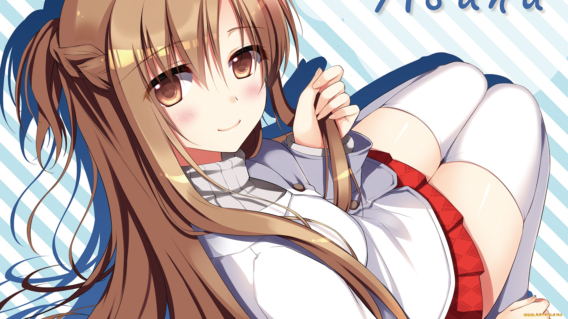 аниме, sword, art, online, взгляд, девушка, фон