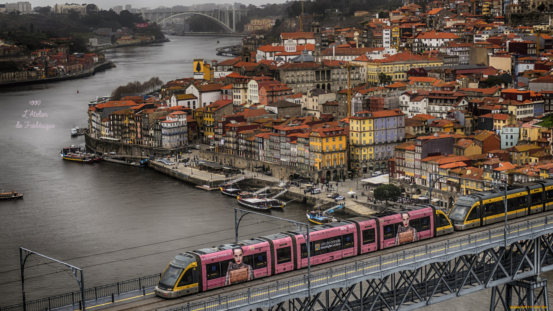 города, -, панорамы, река, дома