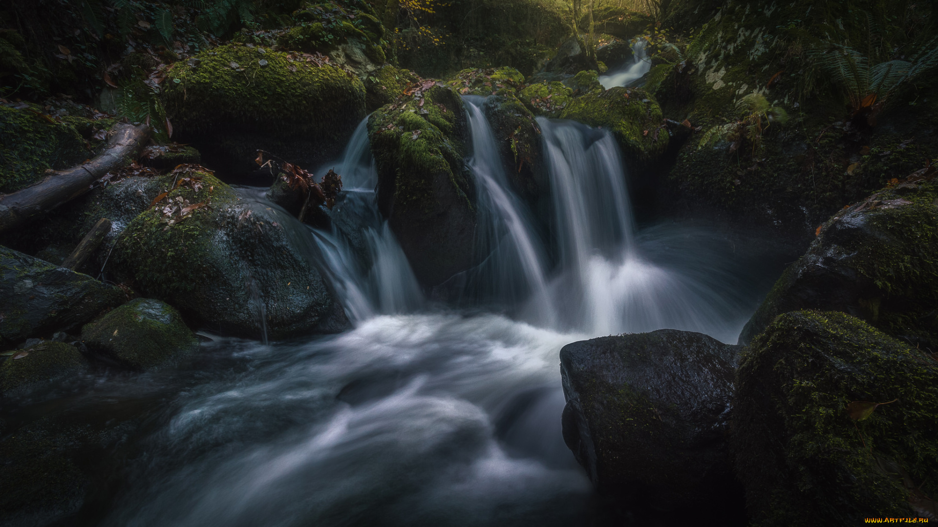 природа, водопады, камни, поток