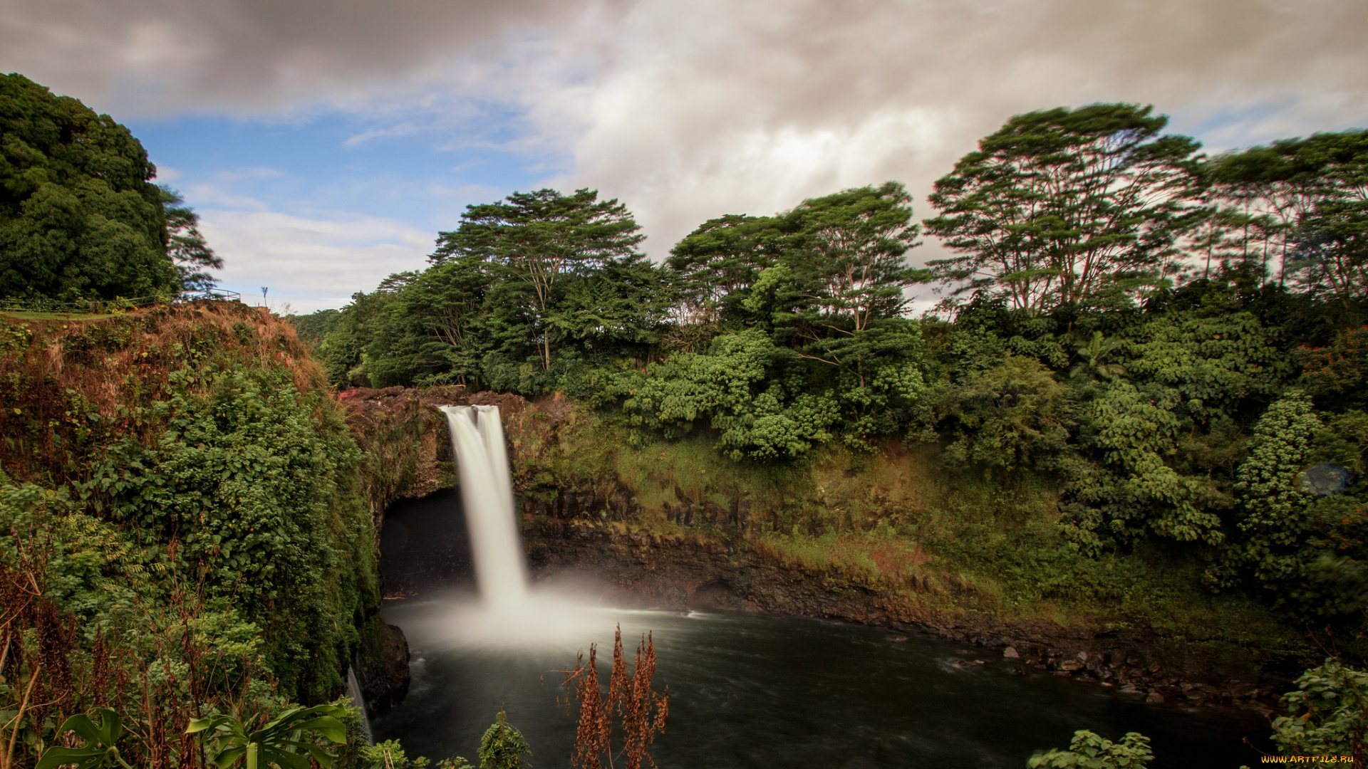 природа, водопады, водопад, река, лес