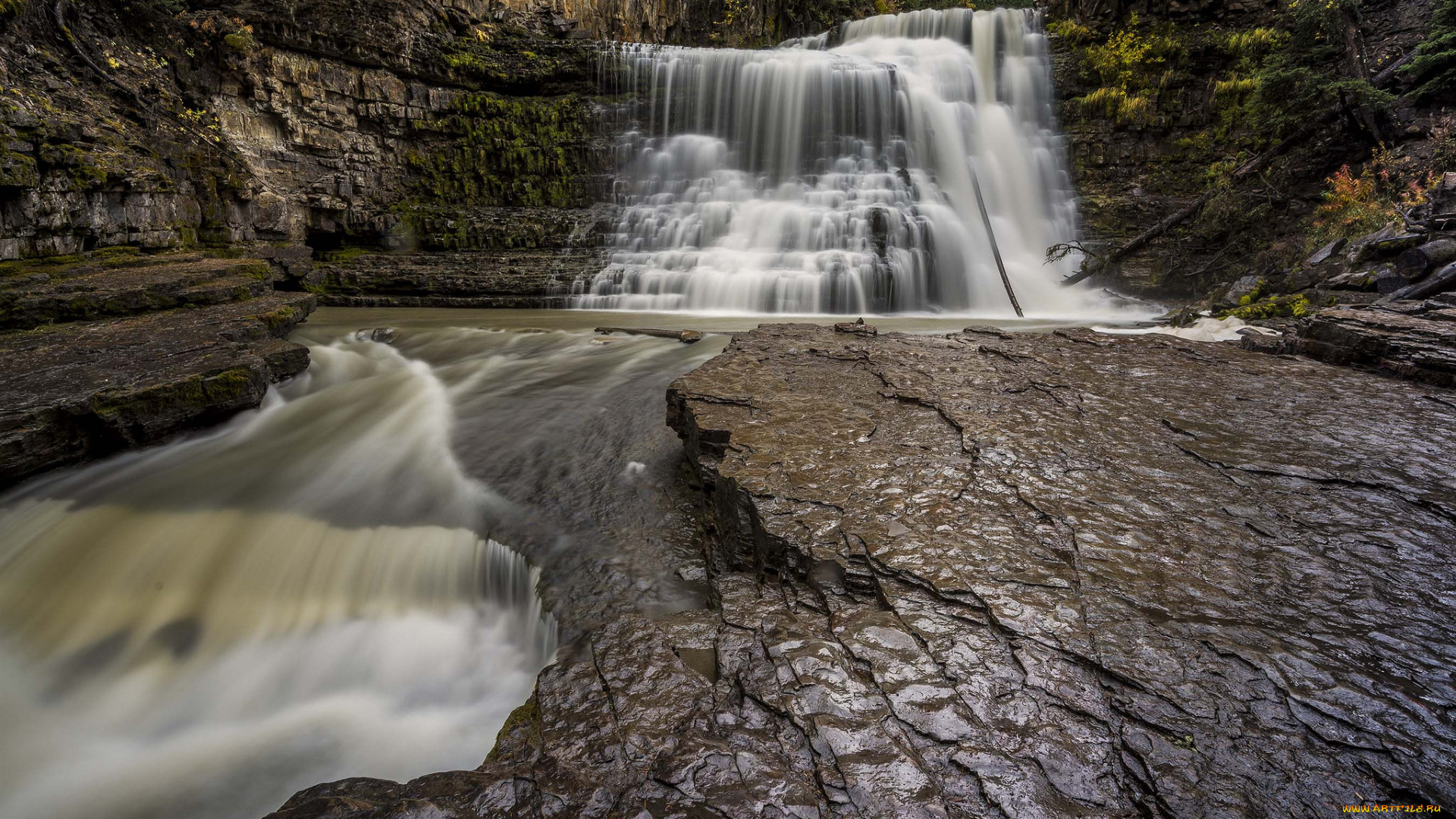 природа, водопады, водопад, река, лес