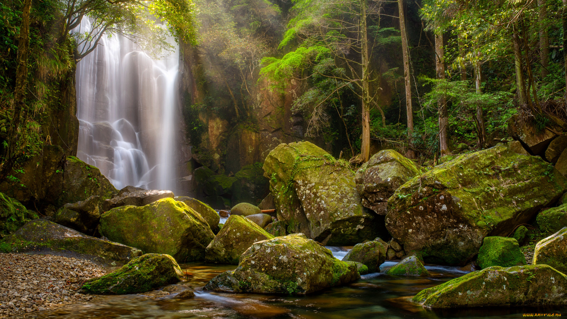 природа, водопады, водопад, река, лес