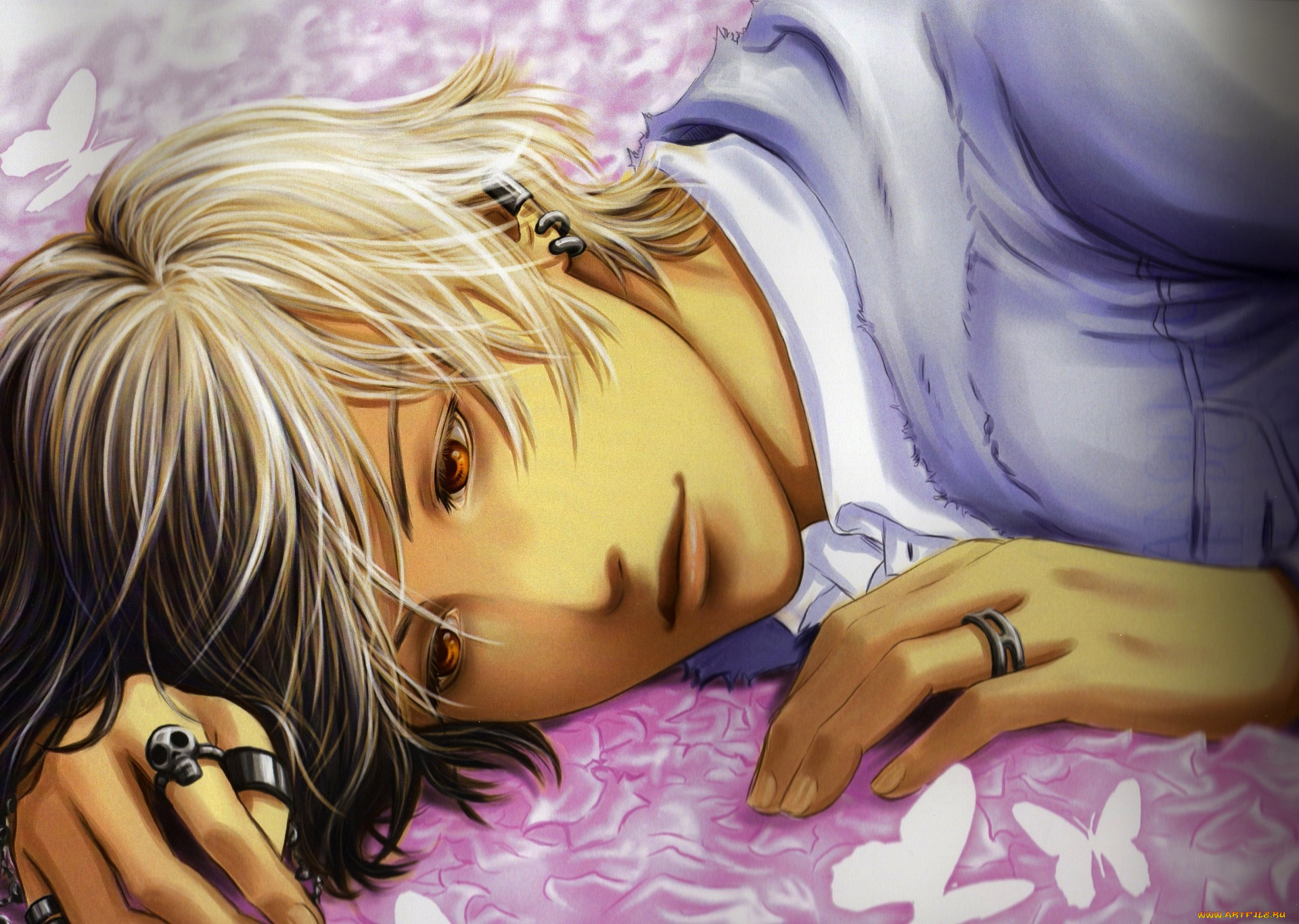 аниме, unknown, , другое, парень, арт, кольцо, настроение