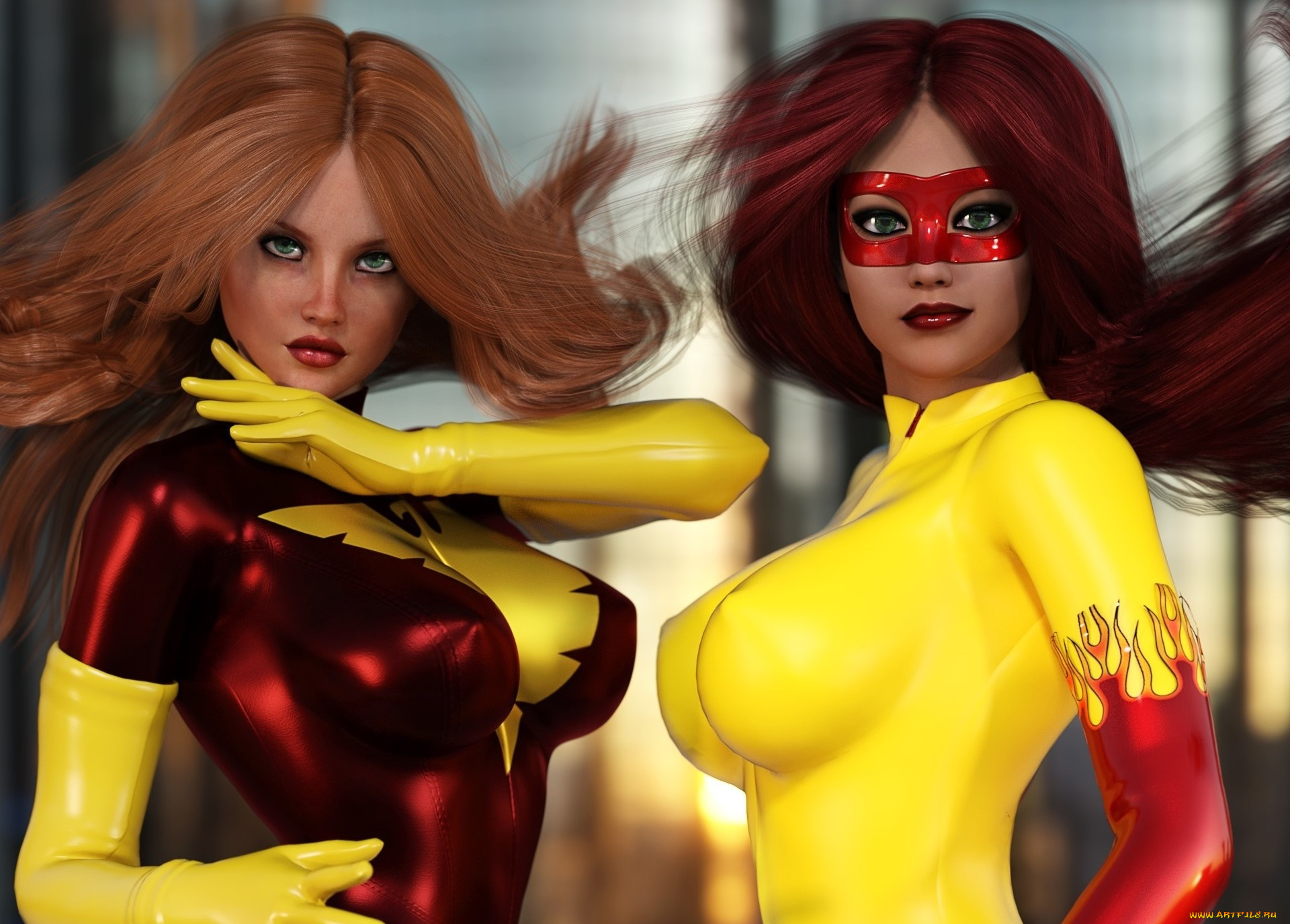 3д, графика, люди, , people, девушки, взгляд, фон