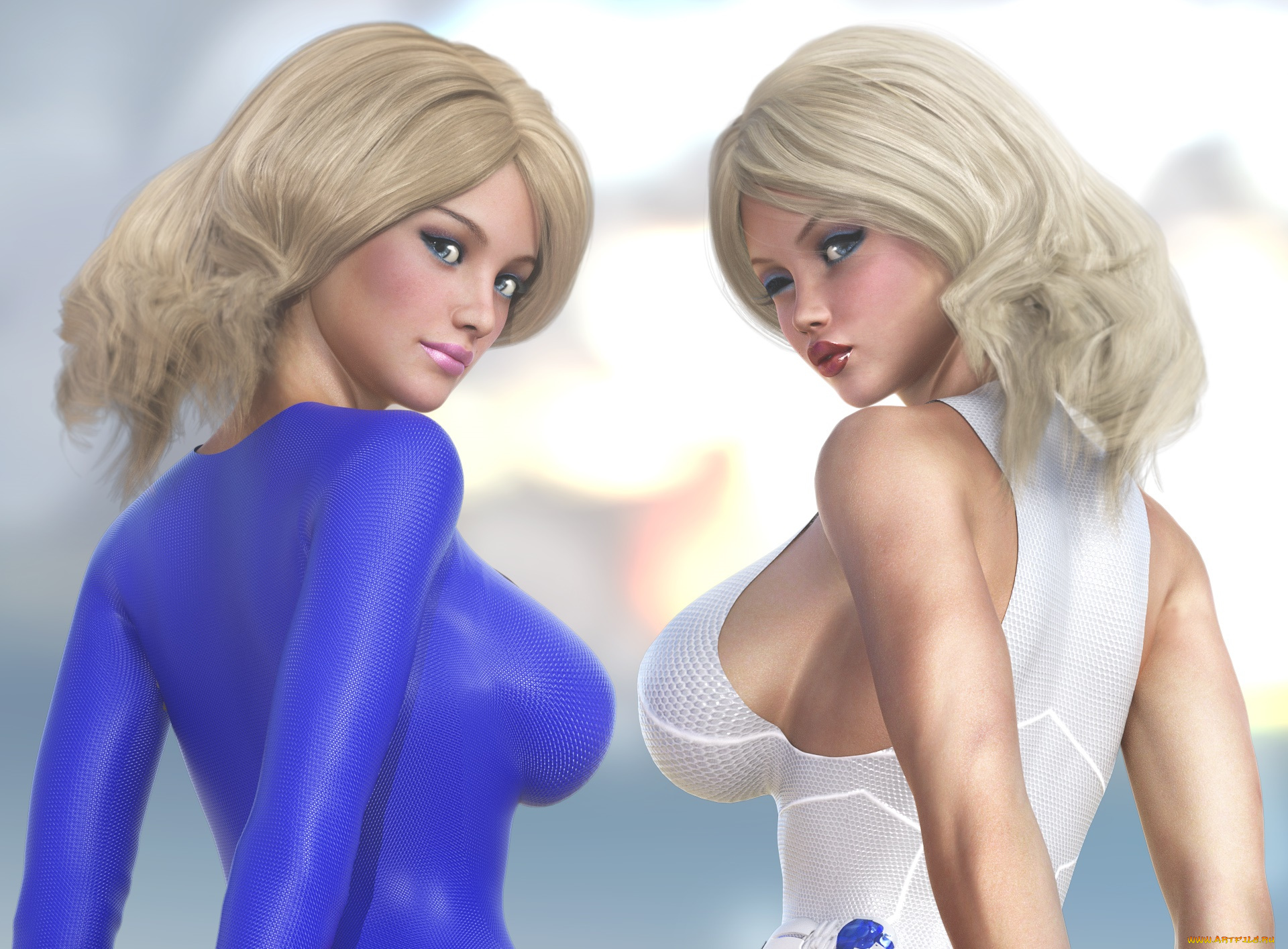 3д, графика, люди, , people, девушки, взгляд, фон