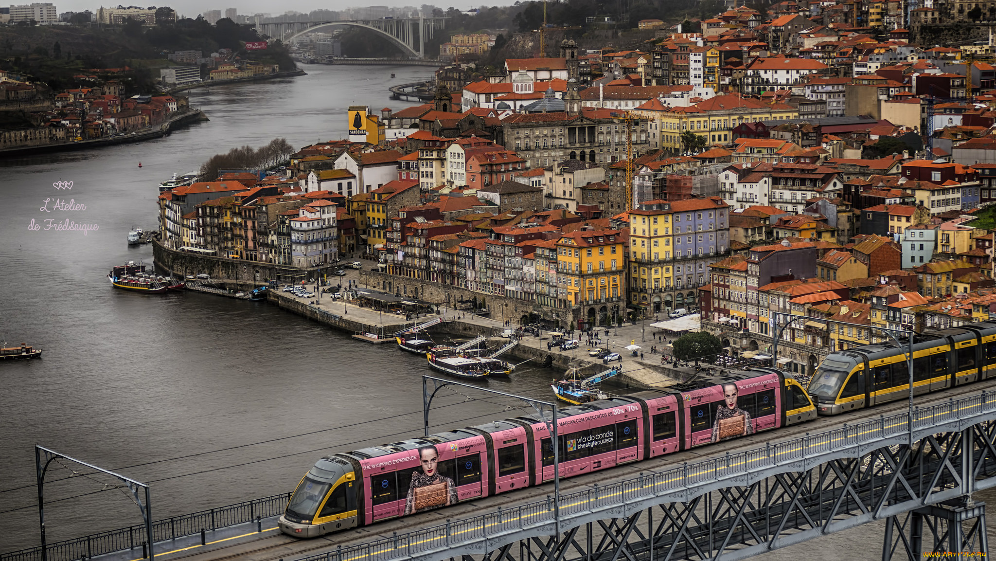 города, -, панорамы, река, дома