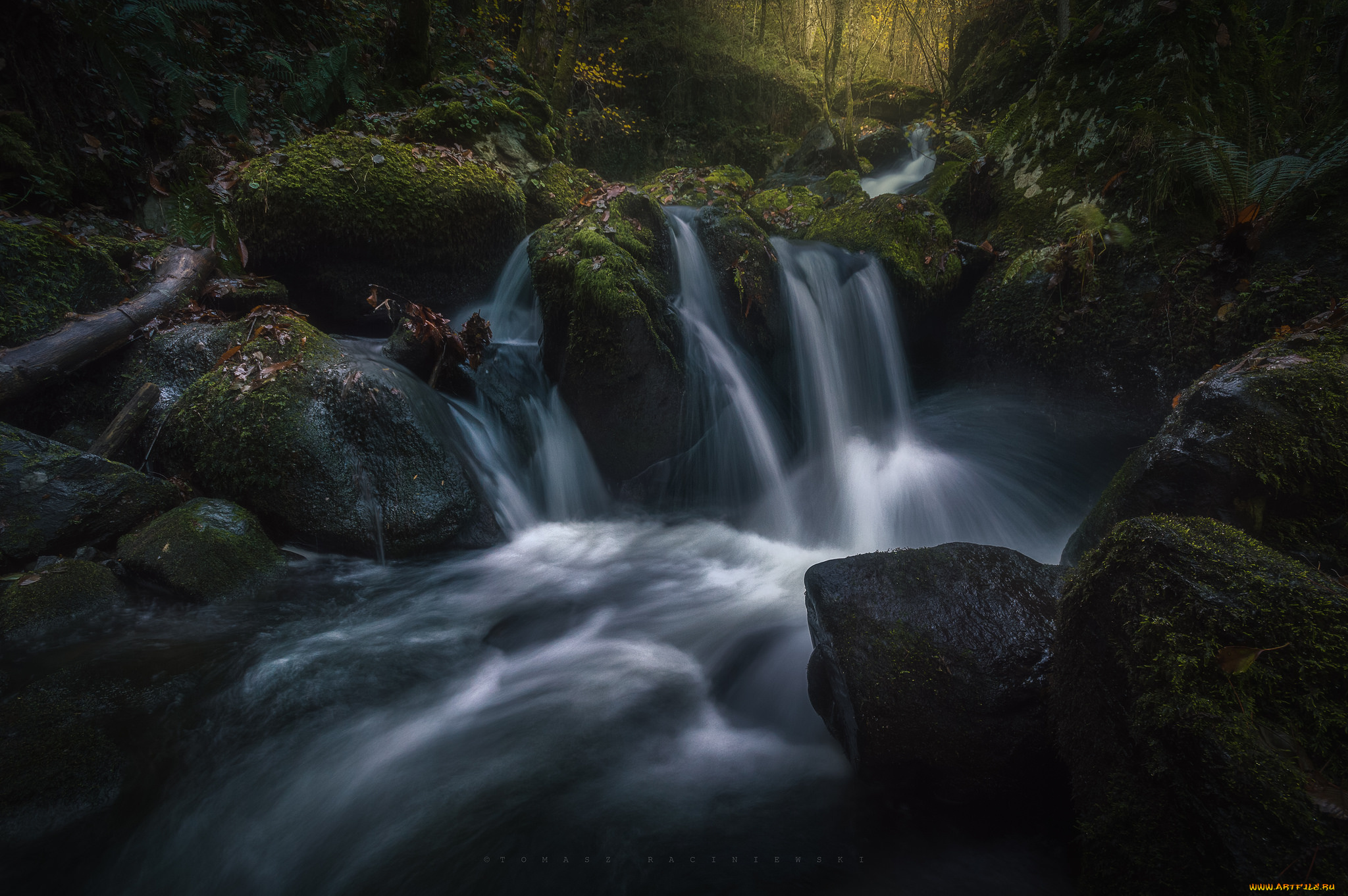 природа, водопады, камни, поток