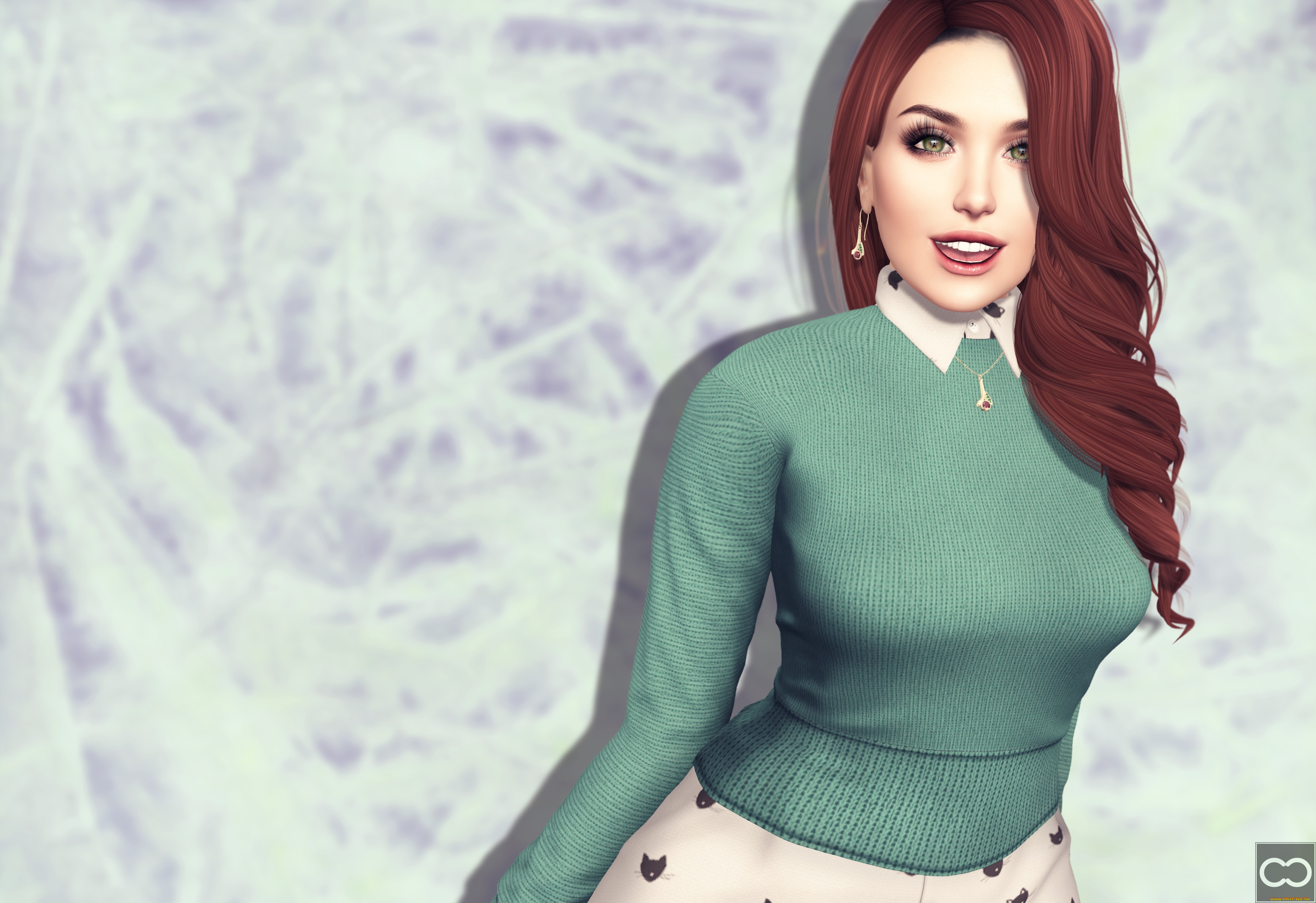 3д, графика, люди, , people, девушка, взгляд, фон