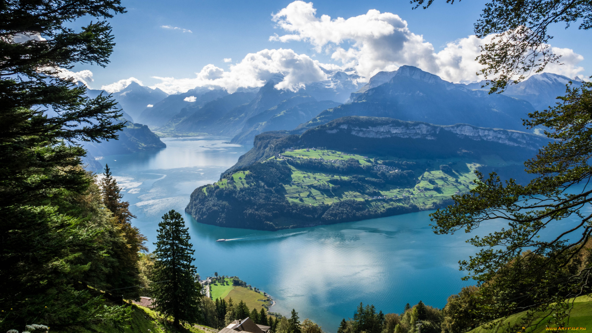 canton, schwyz, , switzerland, города, -, пейзажи, озеро, горы
