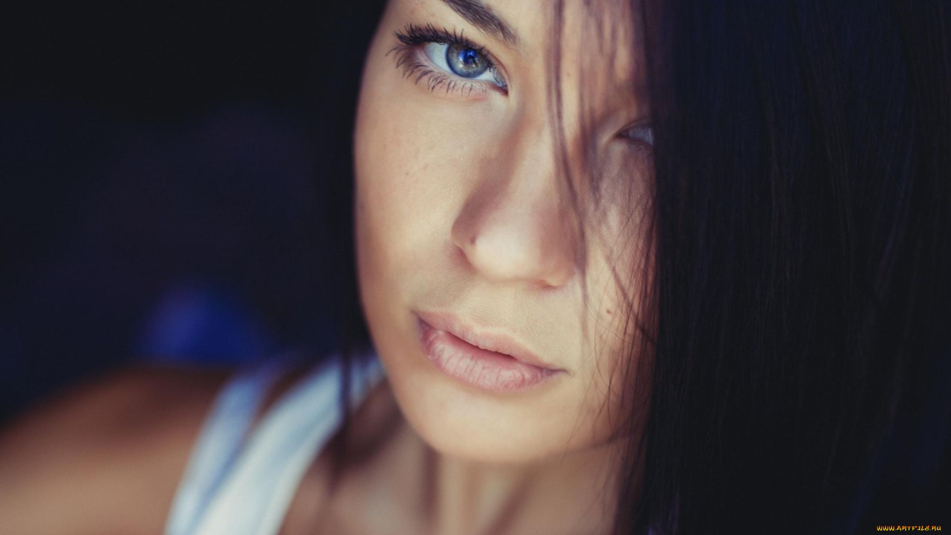 девушки, -unsort, , лица, , портреты, брюнетка, лицо, майка