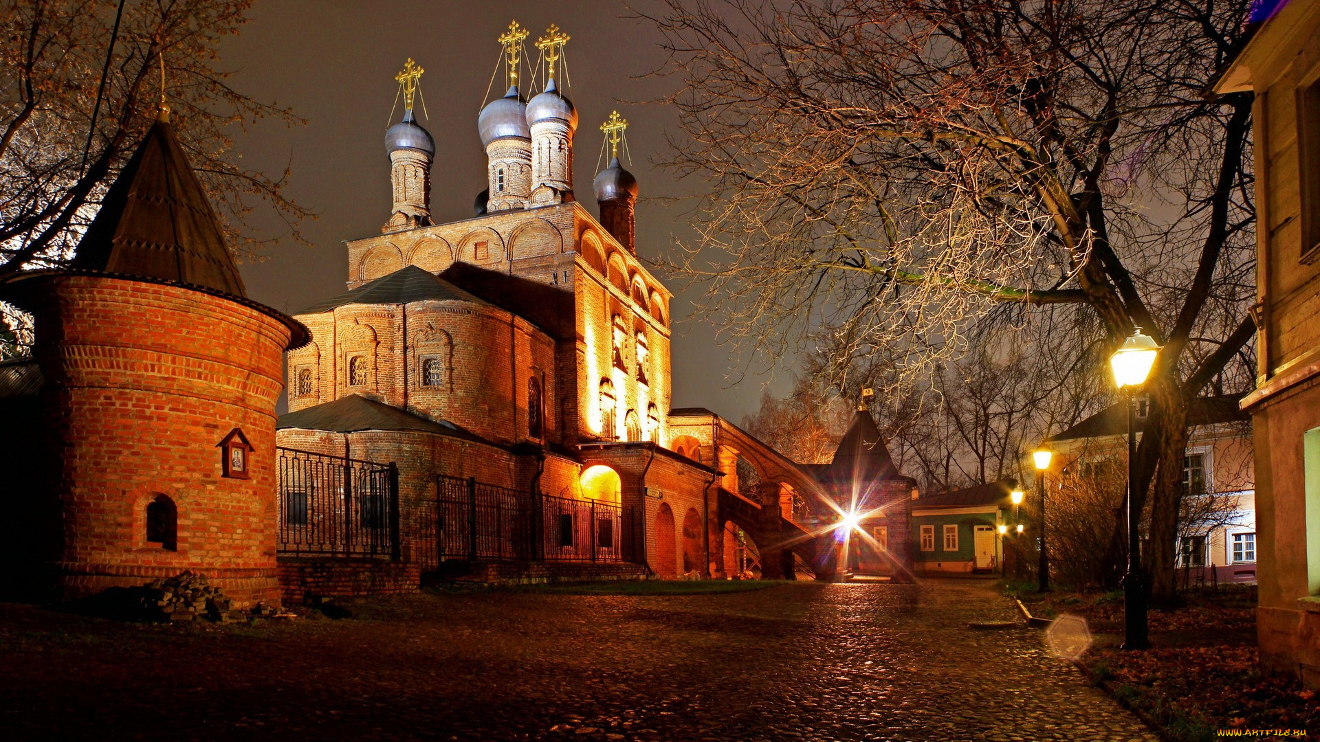 древний, монастырь, россия, города, -, православные, церкви, , монастыри, монастырь, россия, огни, ночь, здания, религия, автор, николай