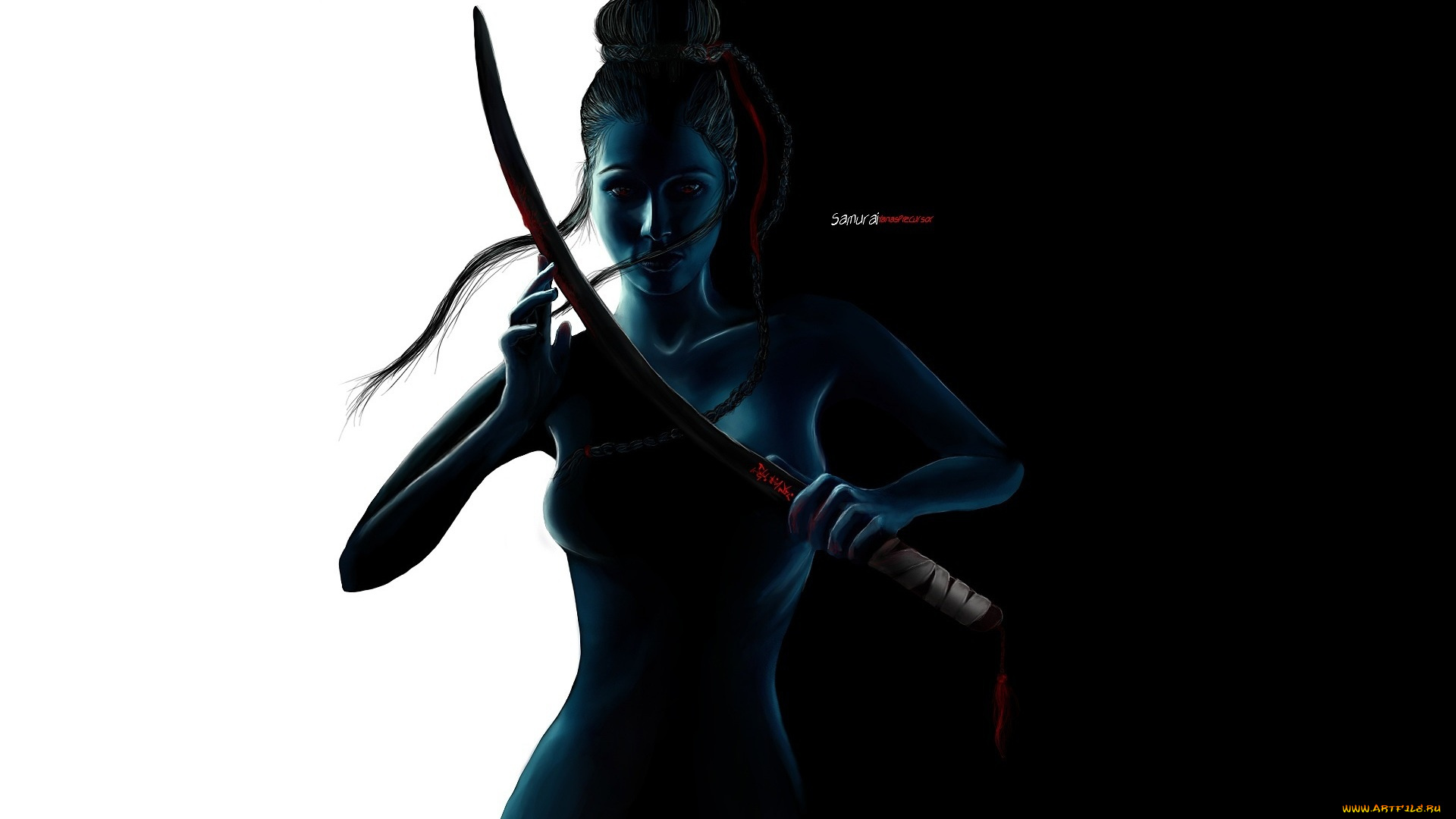 фэнтези, девушки, оружие, фон, девушка, samurai, взгляд