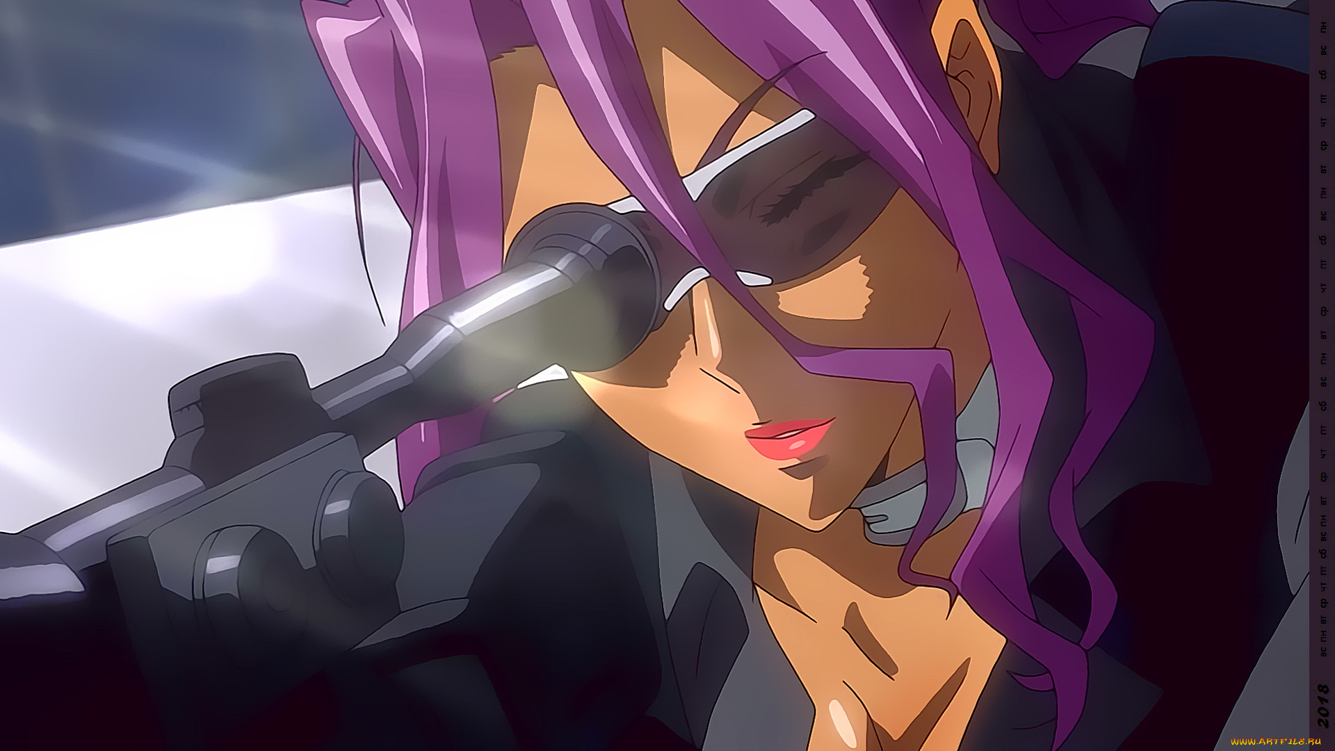 календари, аниме, девушка, очки, оружие